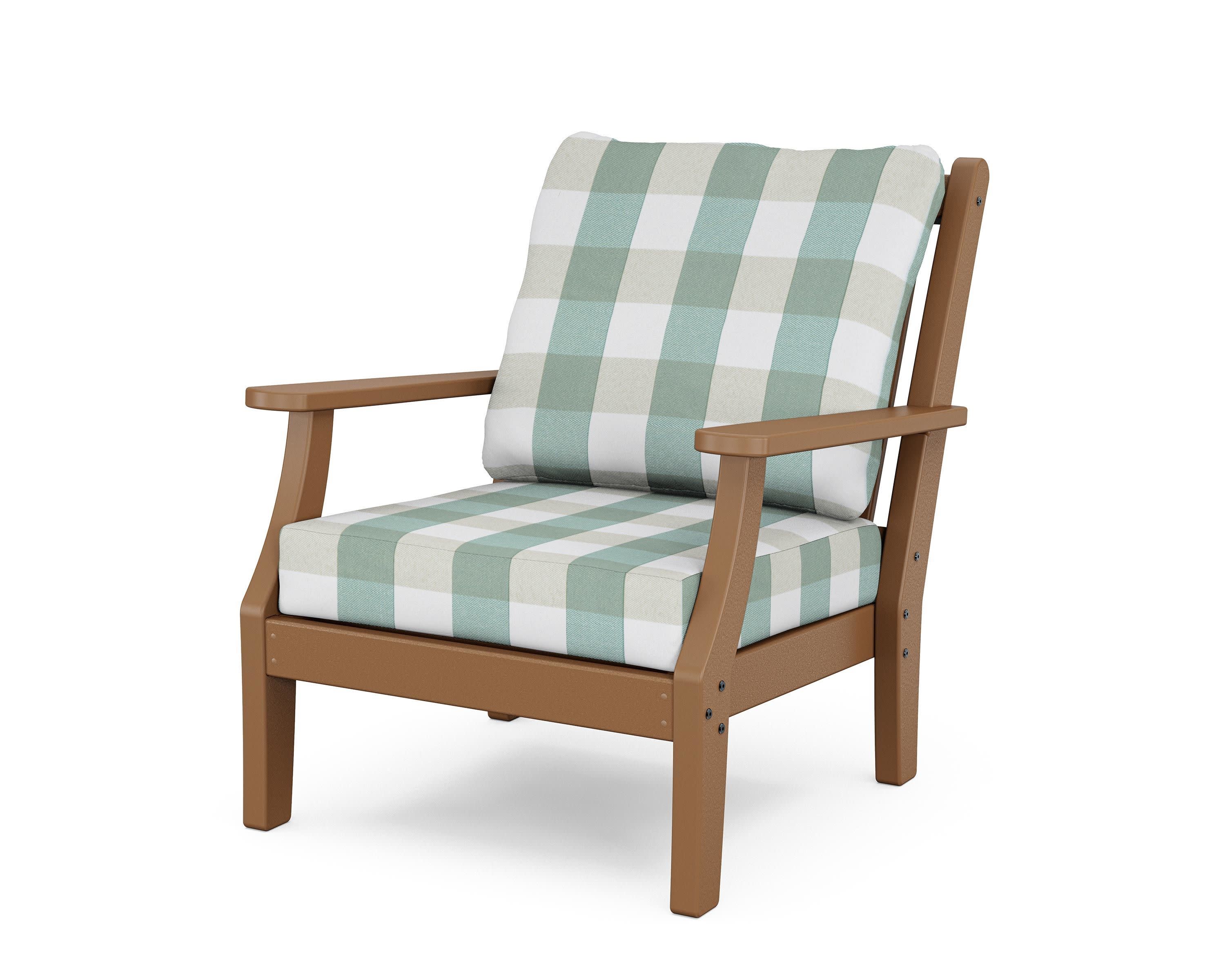 Wovendale Deep Seating Chair in Teak / Buffalo Plaid Glacier Spa