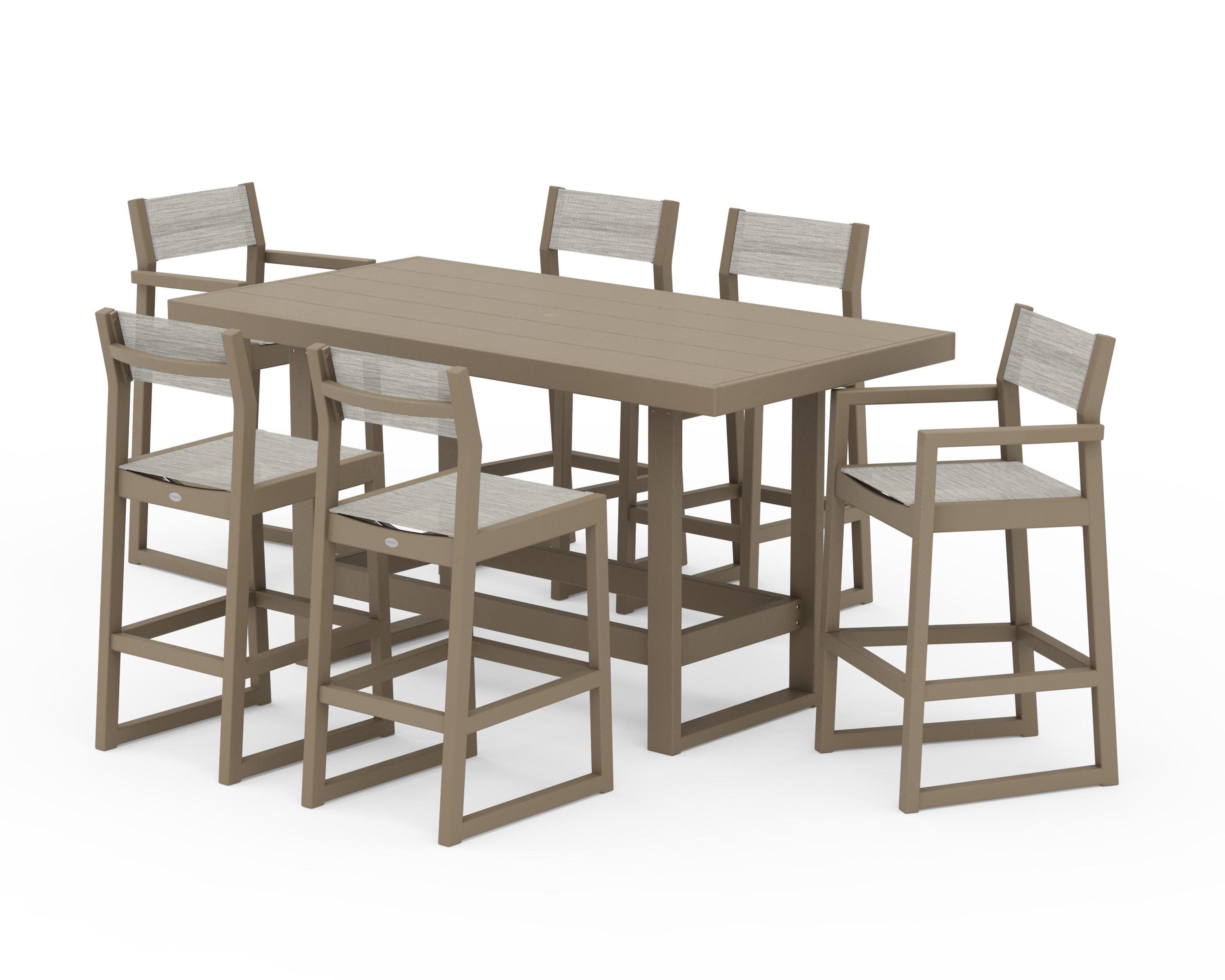 EDGE Sling 7-Piece Bar Table Set in Vintage Sahara / Birch Sling