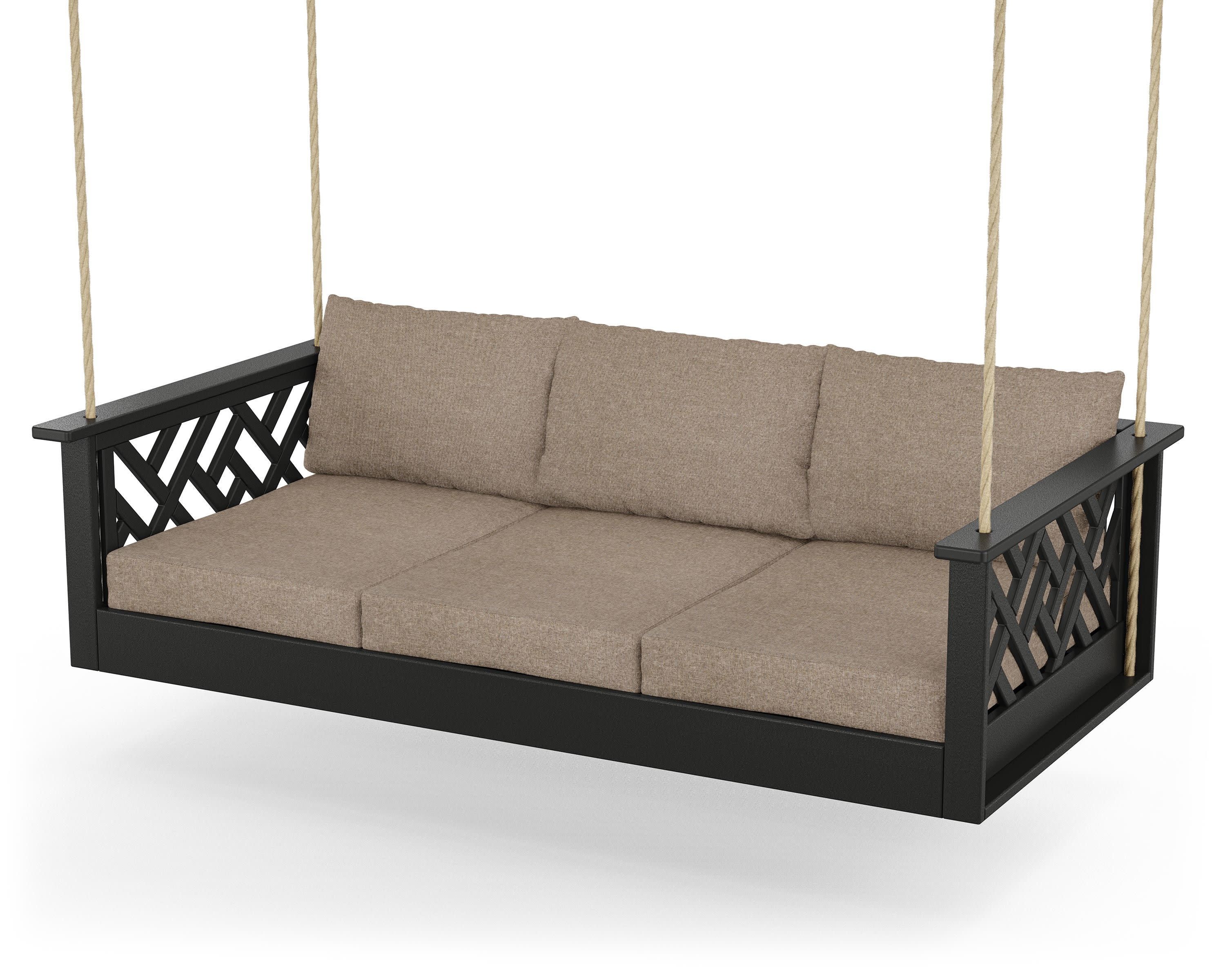 Chippendale Daybed Swing in Black / Spiced Burlap