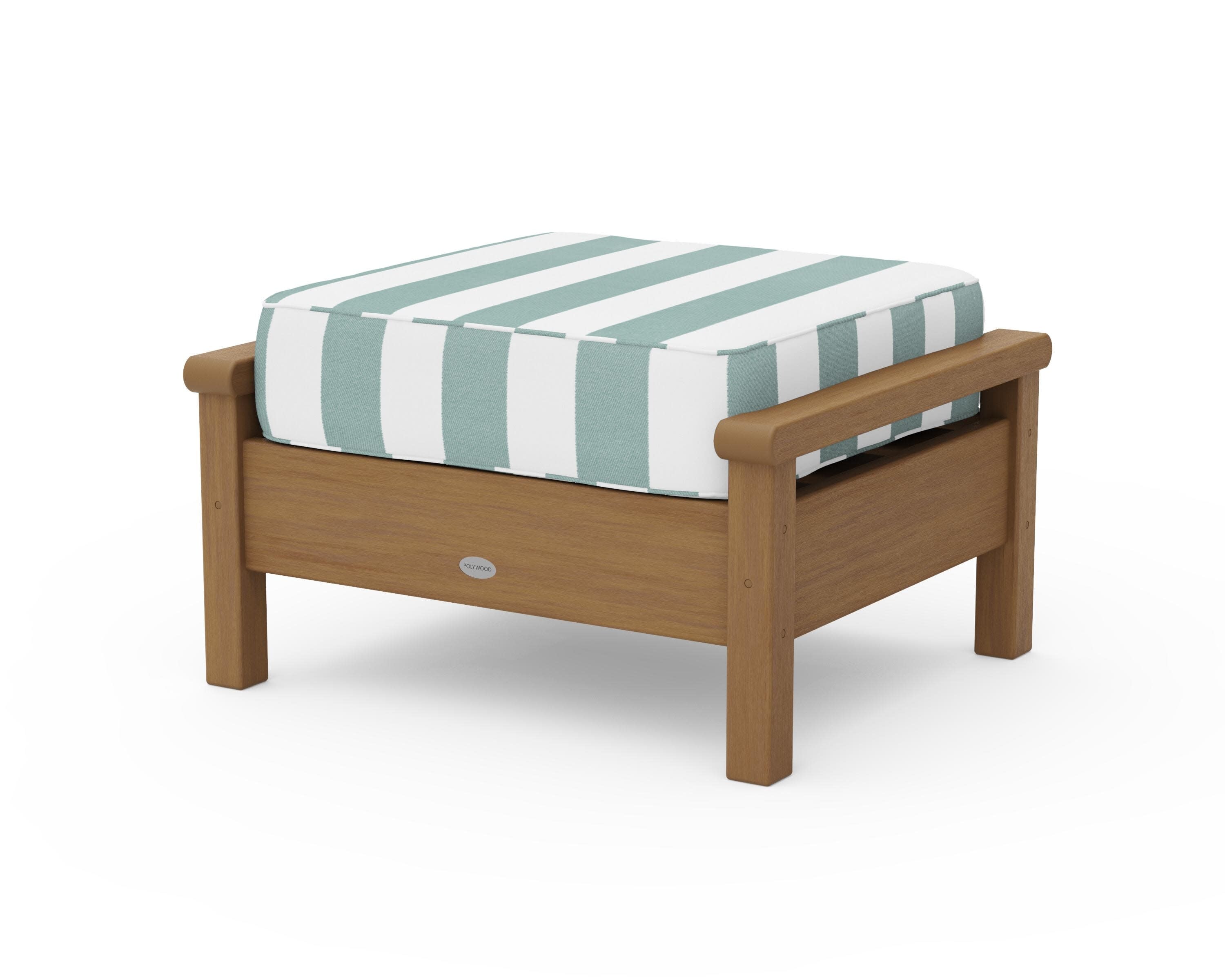Harbour Deep Seating Ottoman in Natural / Cabana Stripe Glacier Spa