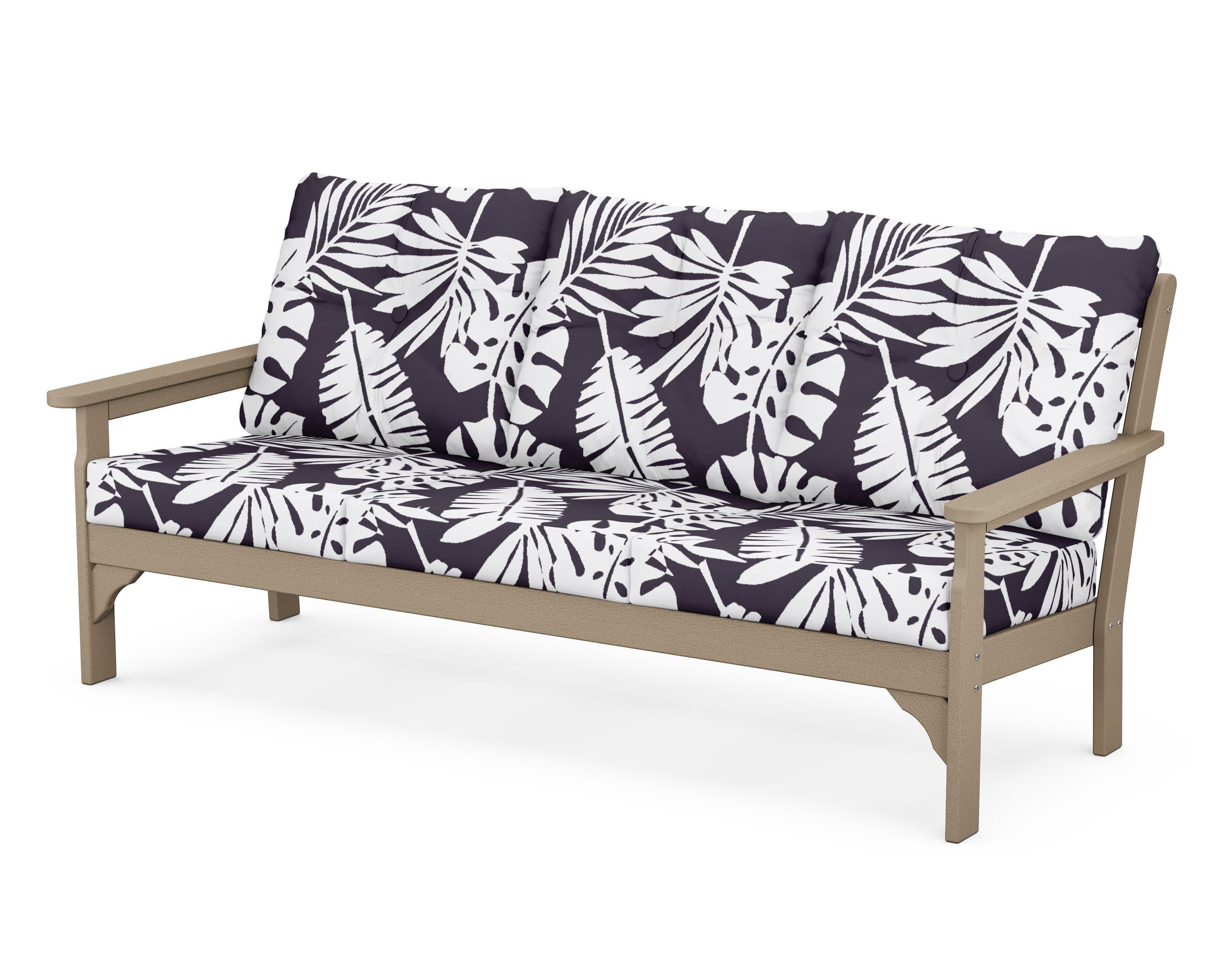 Vineyard Deep Seating Sofa in Vintage Sahara / Leaf Navy