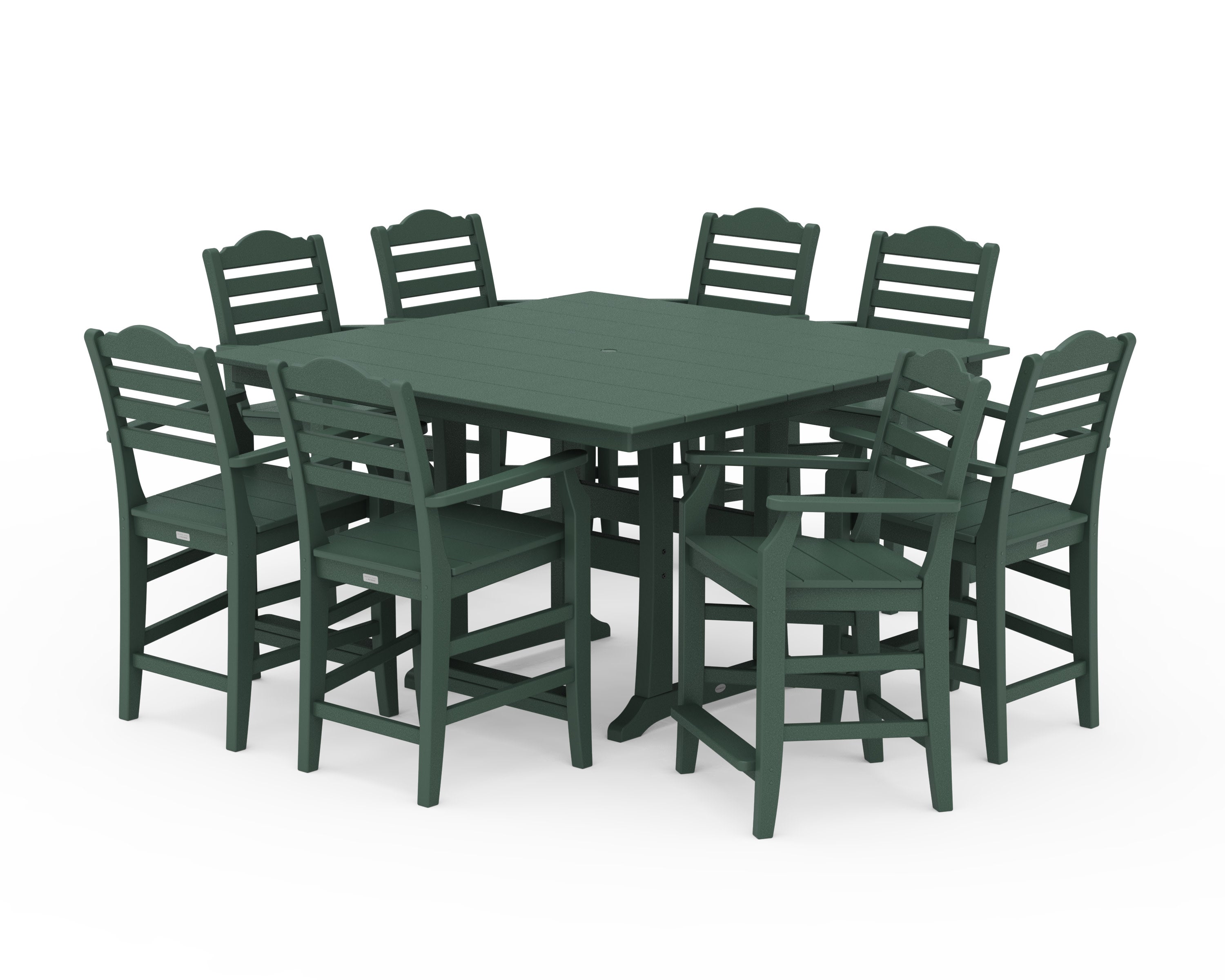 Savannah 9-Piece Square Farmhouse Counter Set with Trestle Legs in Green