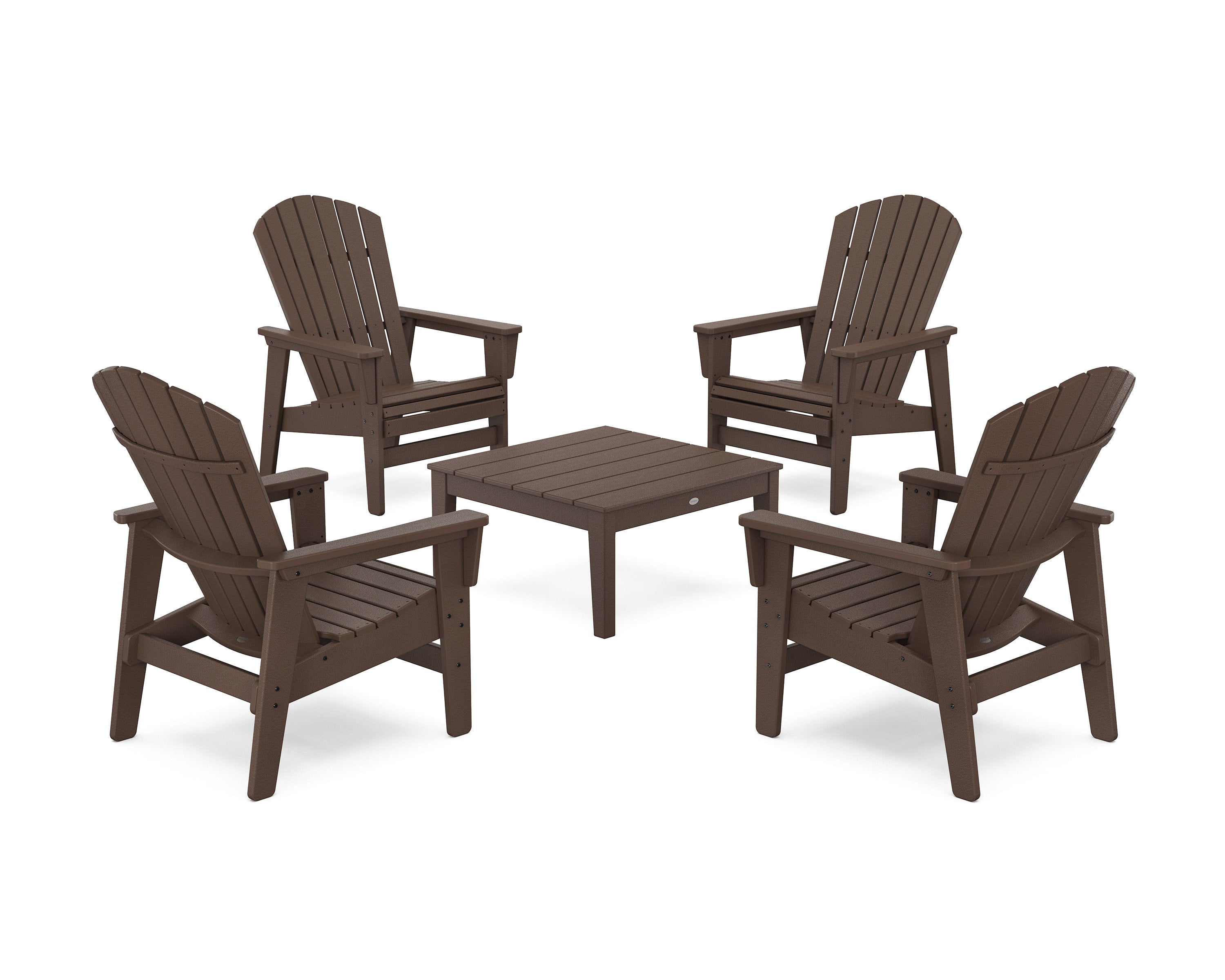 5-Piece Nautical Grand Upright Adirondack Chair Conversation Group in Mahogany