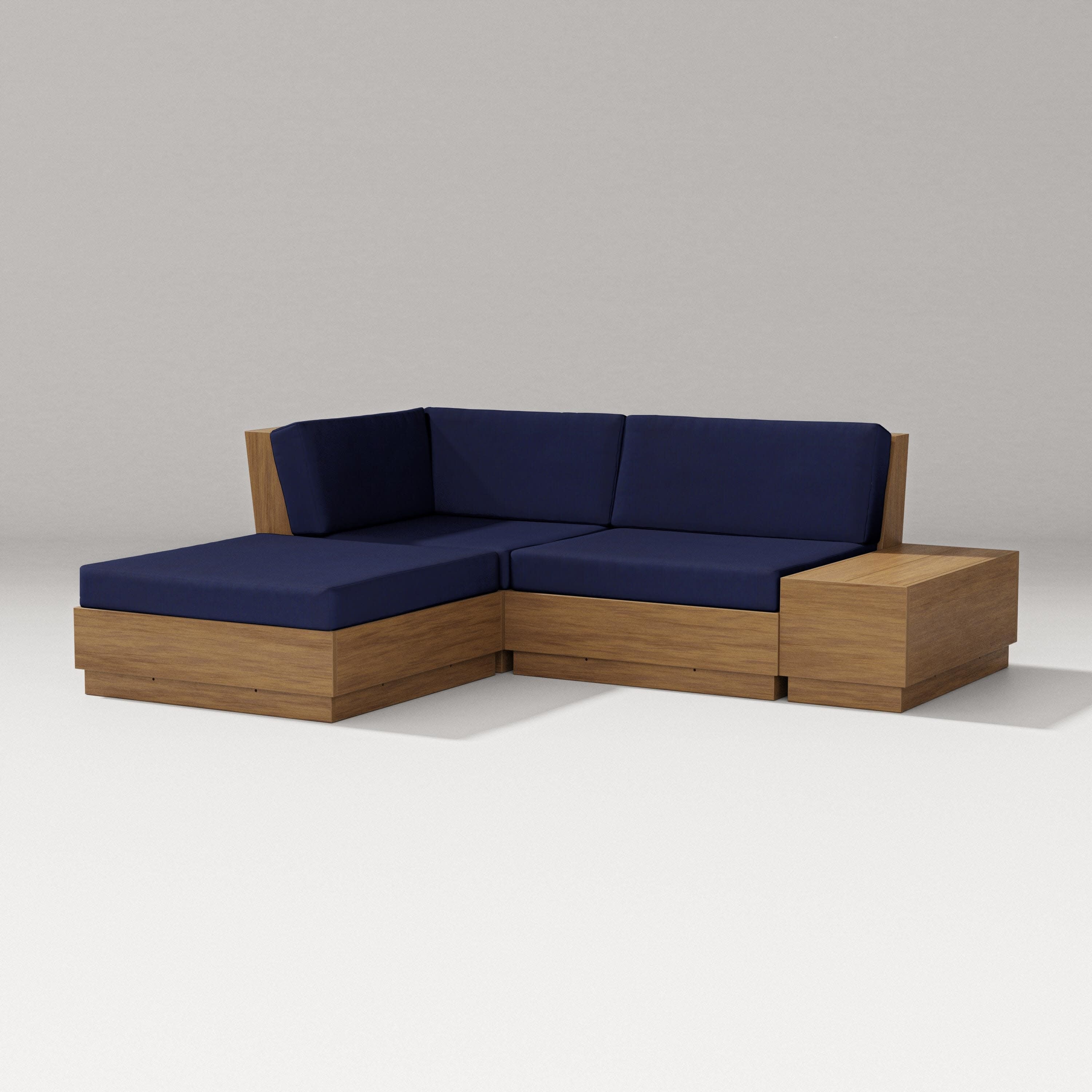 Elevate Loveseat Sectional with Chaise in Natural / Navy