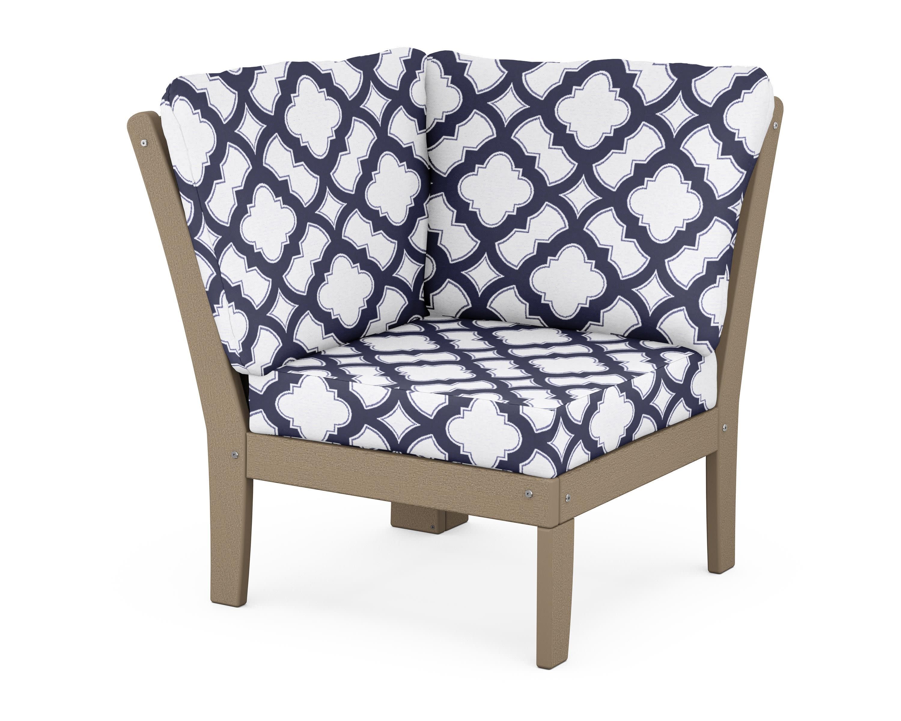 Braxton Modular Corner Chair in Vintage Sahara / Trellis Navy