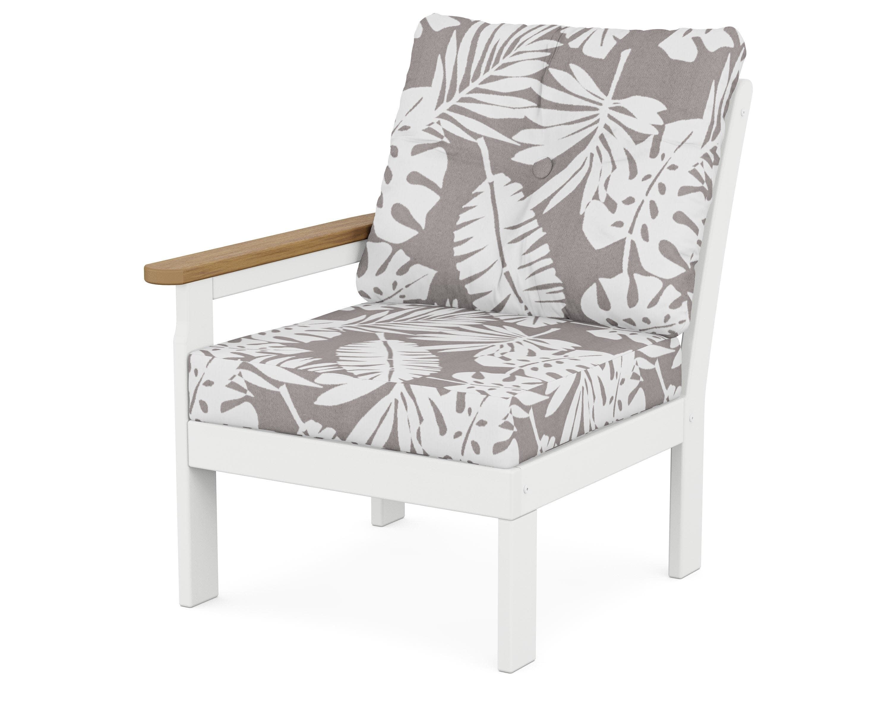 Vineyard Modular Left Arm Chair in White / Natural / Leaf Grey Mist