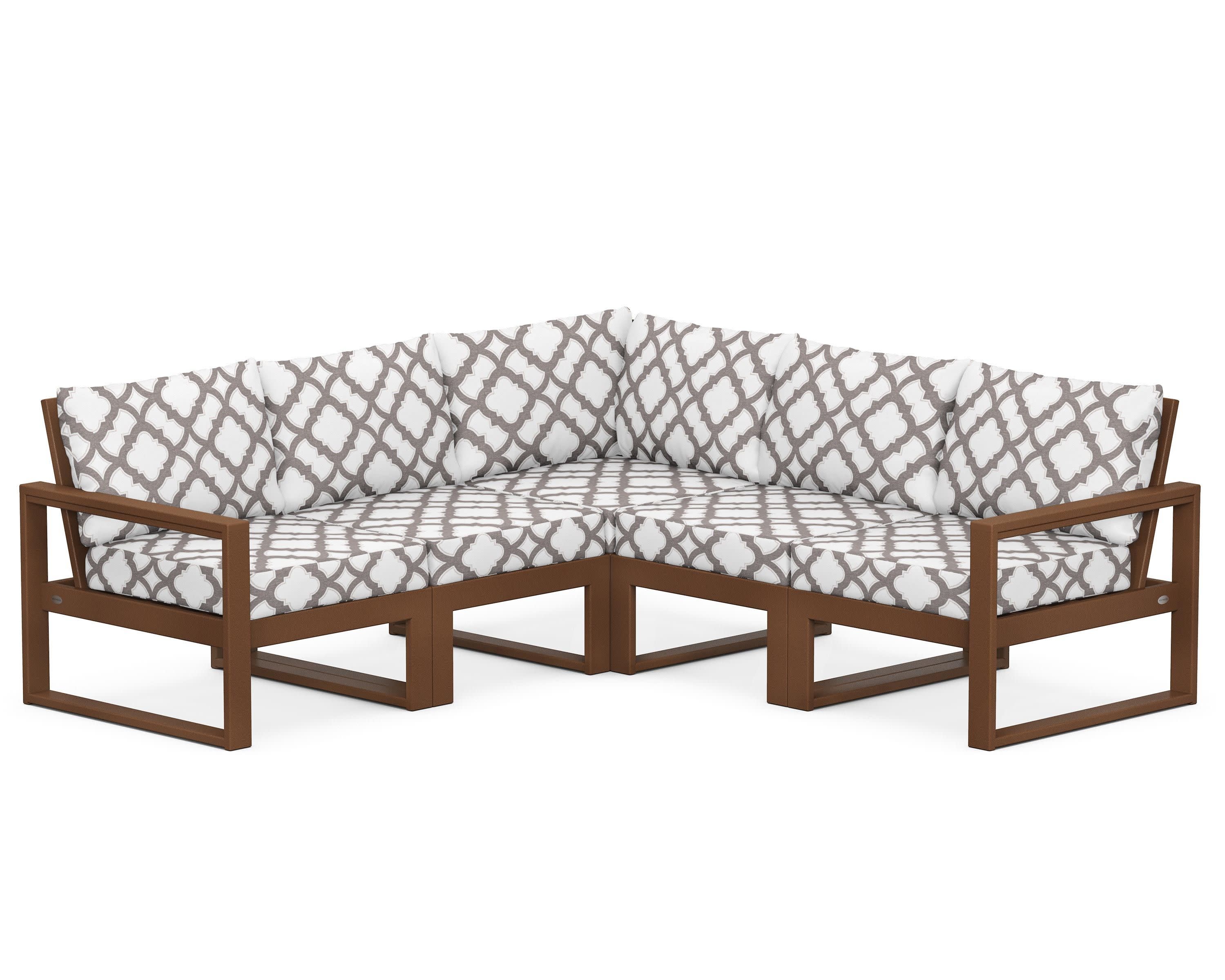 EDGE 5-Piece Modular Deep Seating Set in Teak / Trellis Grey Mist