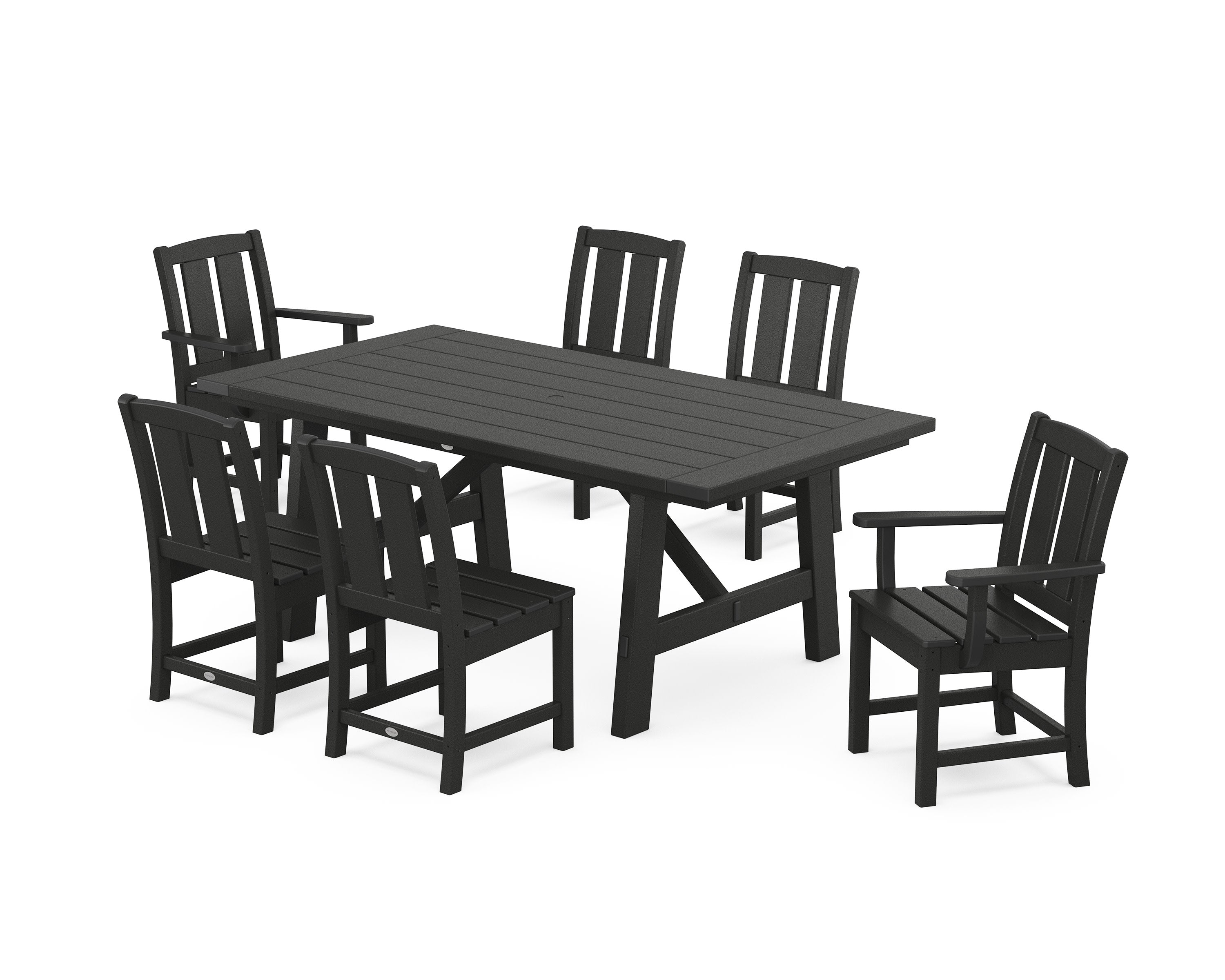 Mission 7-Piece Rustic Farmhouse Dining Set in Black