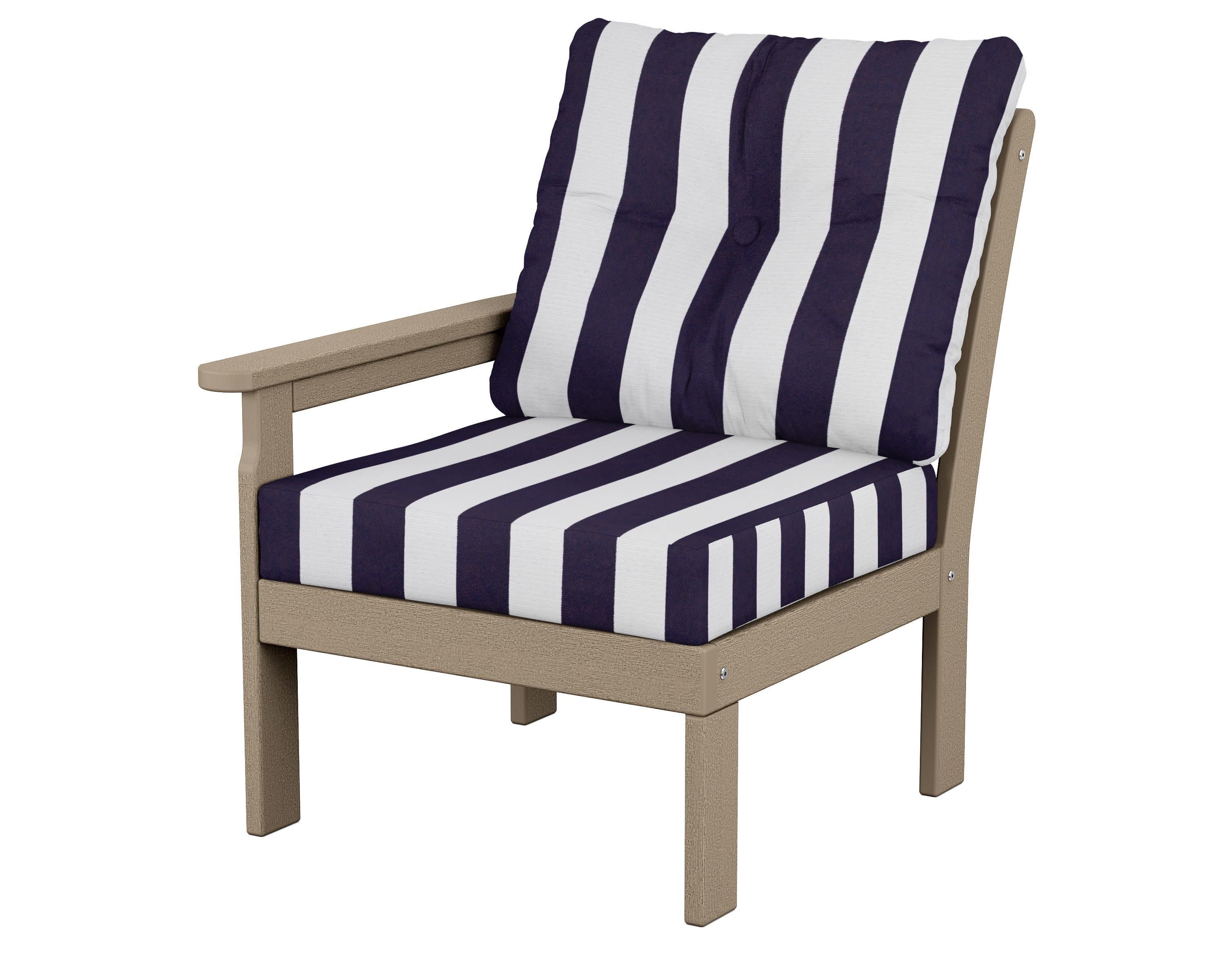Vineyard Modular Left Arm Chair in Vintage Sahara / Cabana Stripe Navy