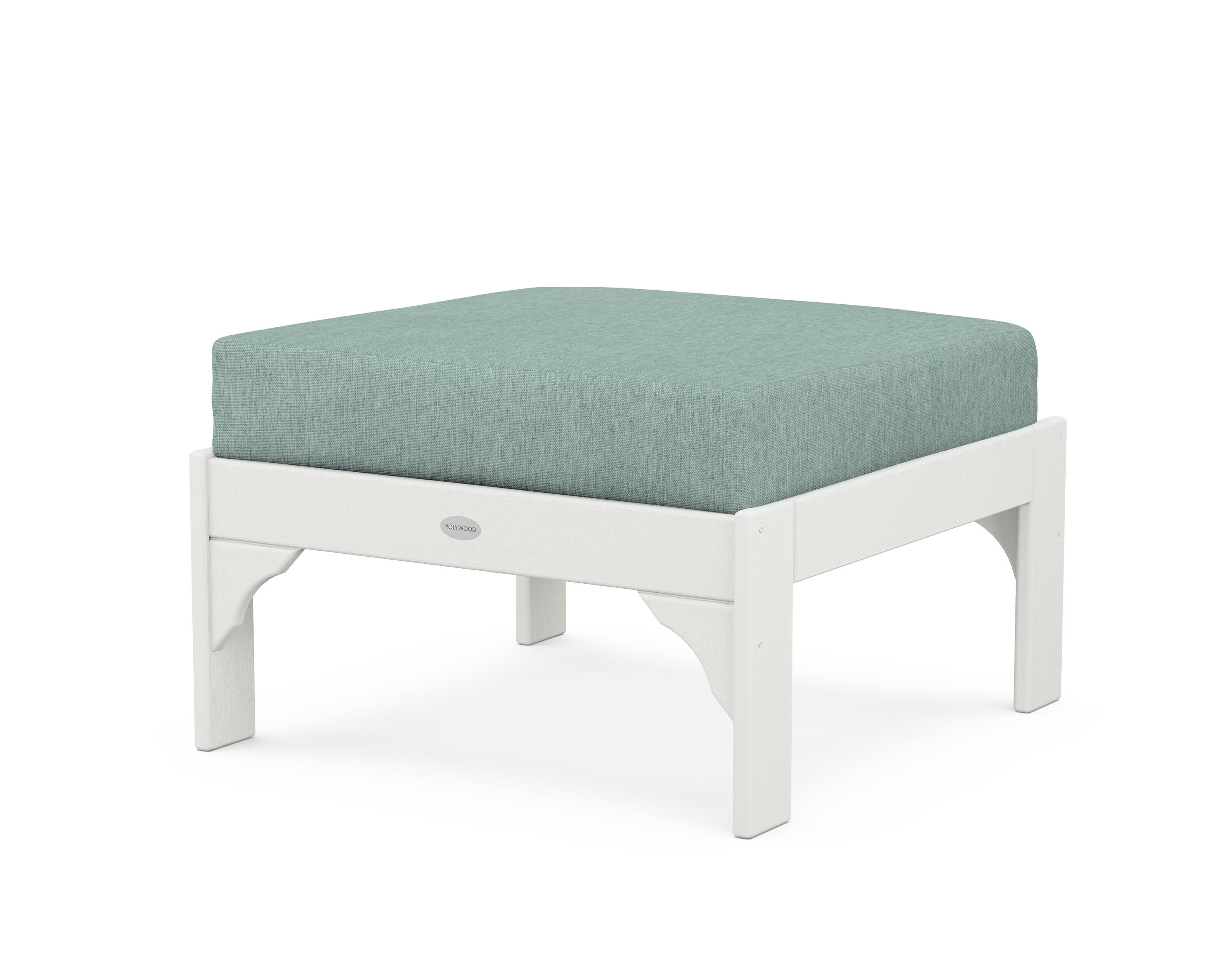 Vineyard Deep Seating Ottoman in Vintage White / Glacier Spa