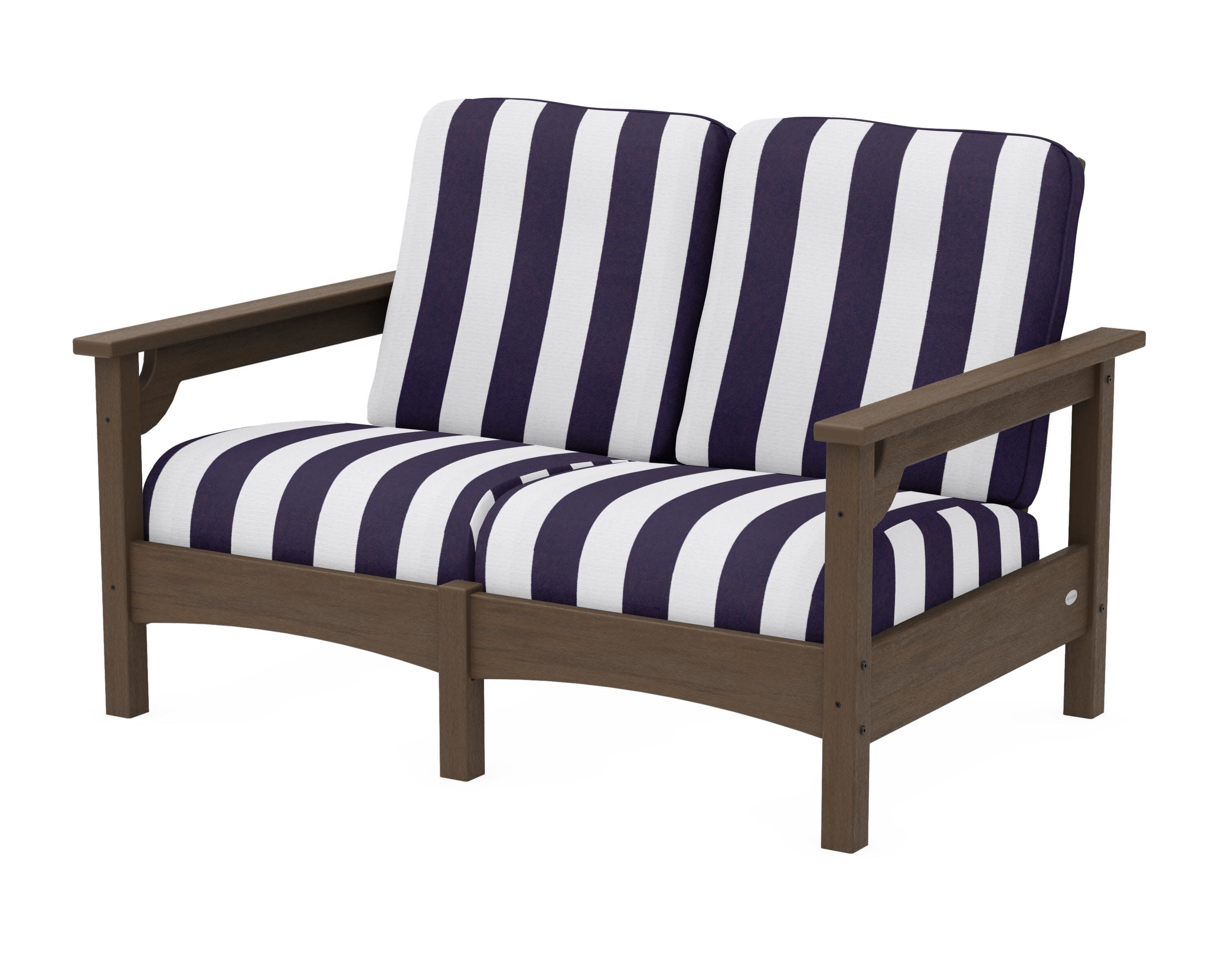 Club Loveseat in Kona / Cabana Stripe Navy