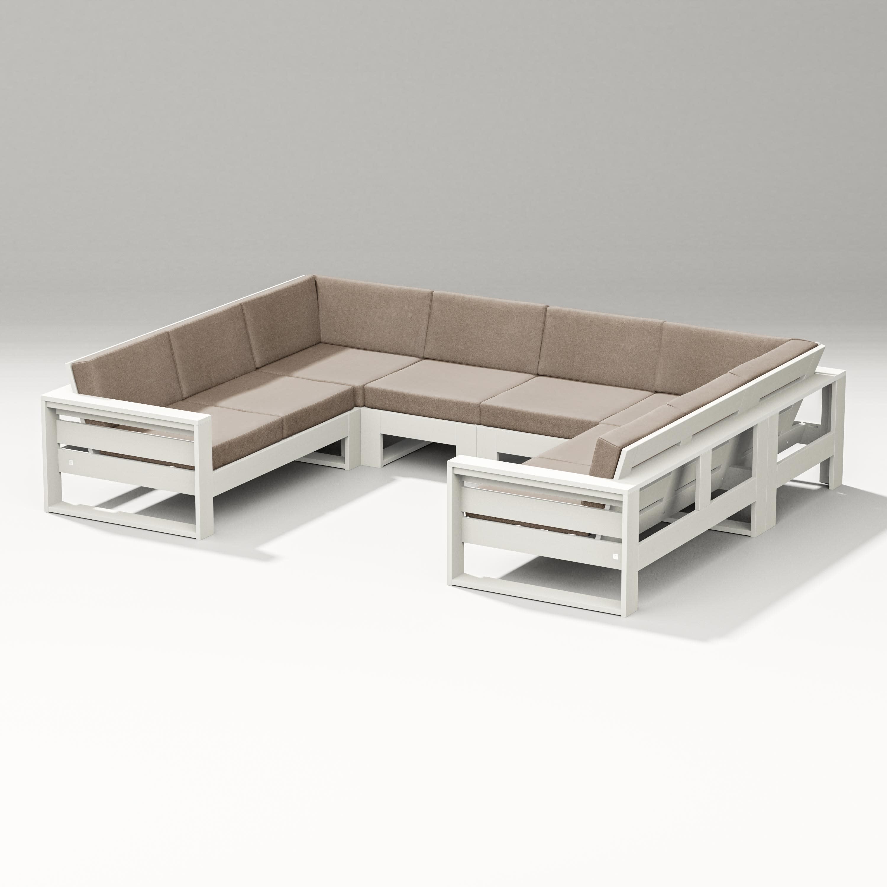 Latitude U-Shaped Sectional in Vintage White / Spiced Burlap