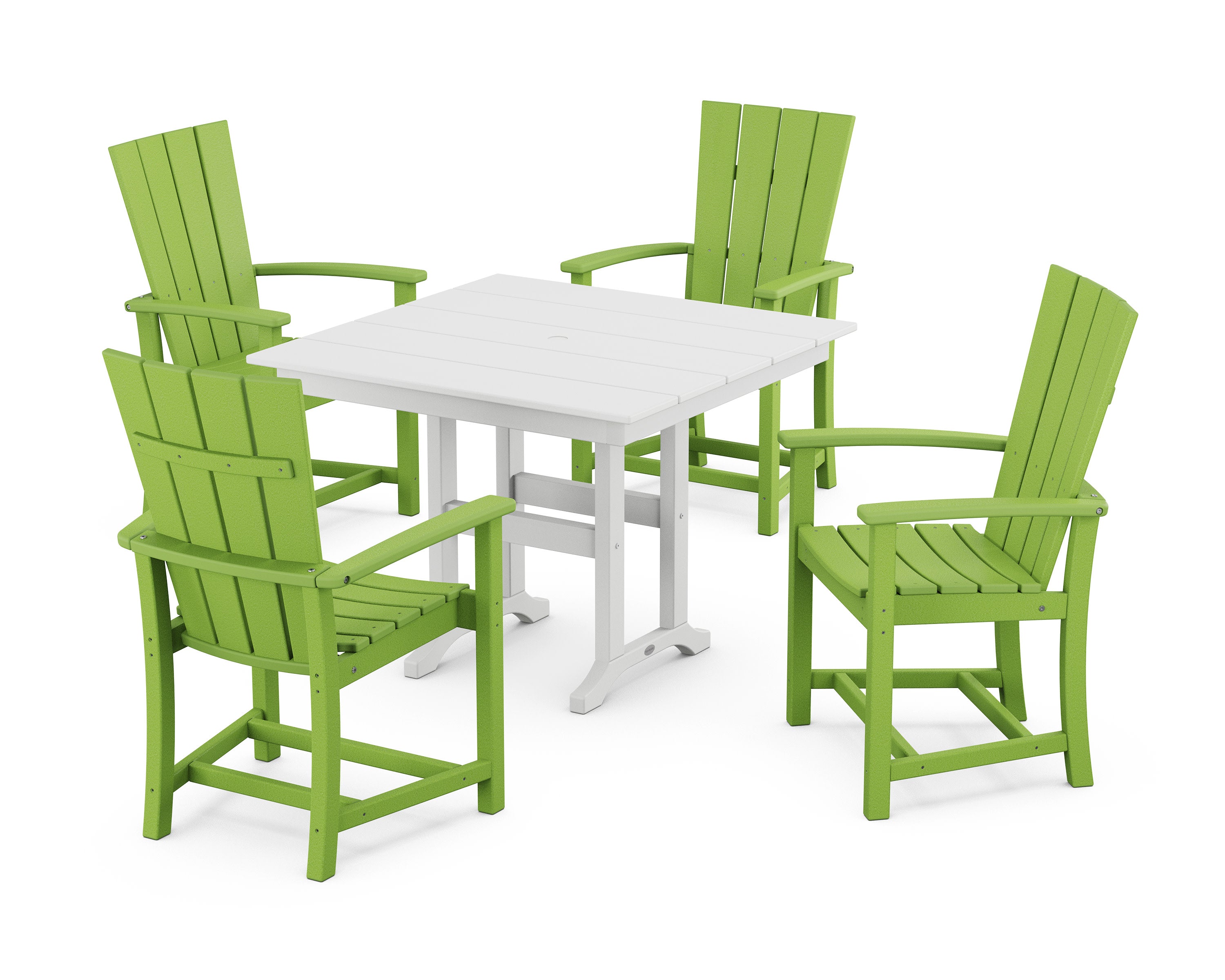 Quattro 5-Piece Farmhouse Dining Set in Lime / White