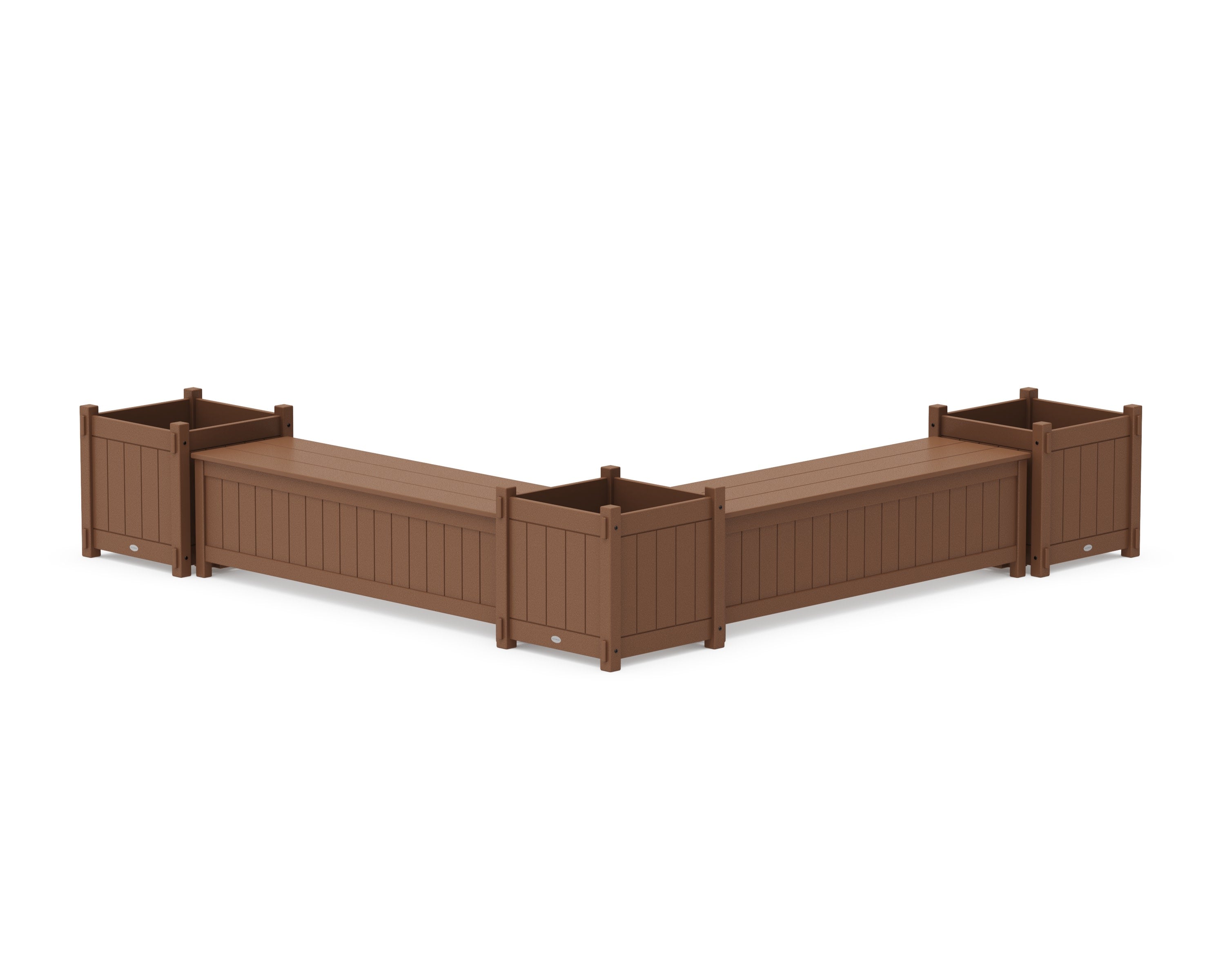 60" Vineyard L- Shaped Planter Storage Bench Corner Set- Large in Teak