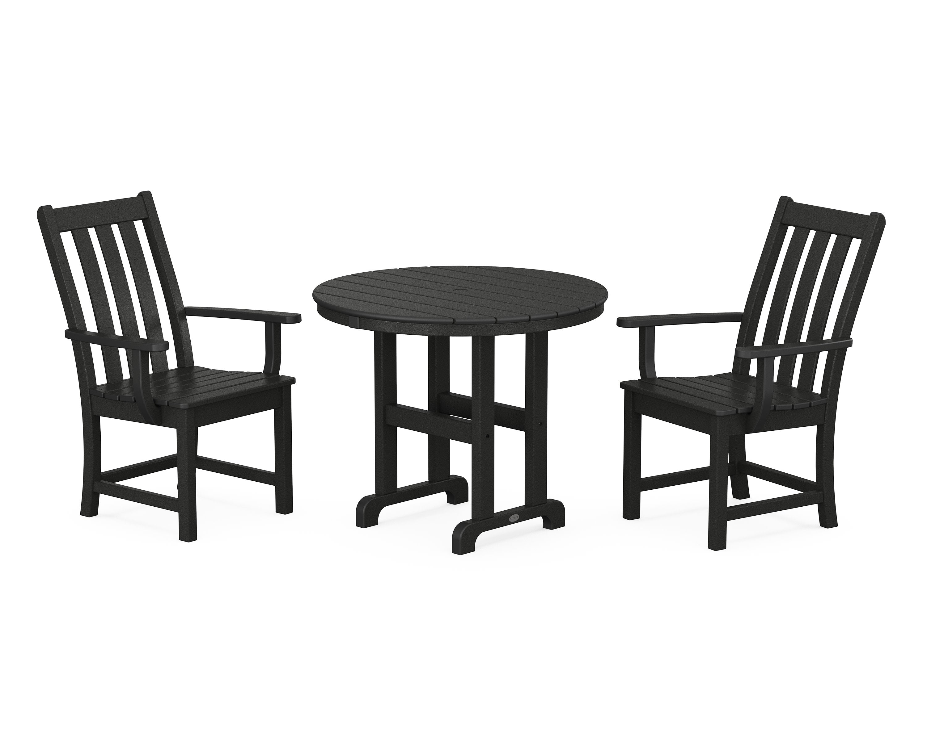Vineyard 3-Piece Round Dining Set in Black