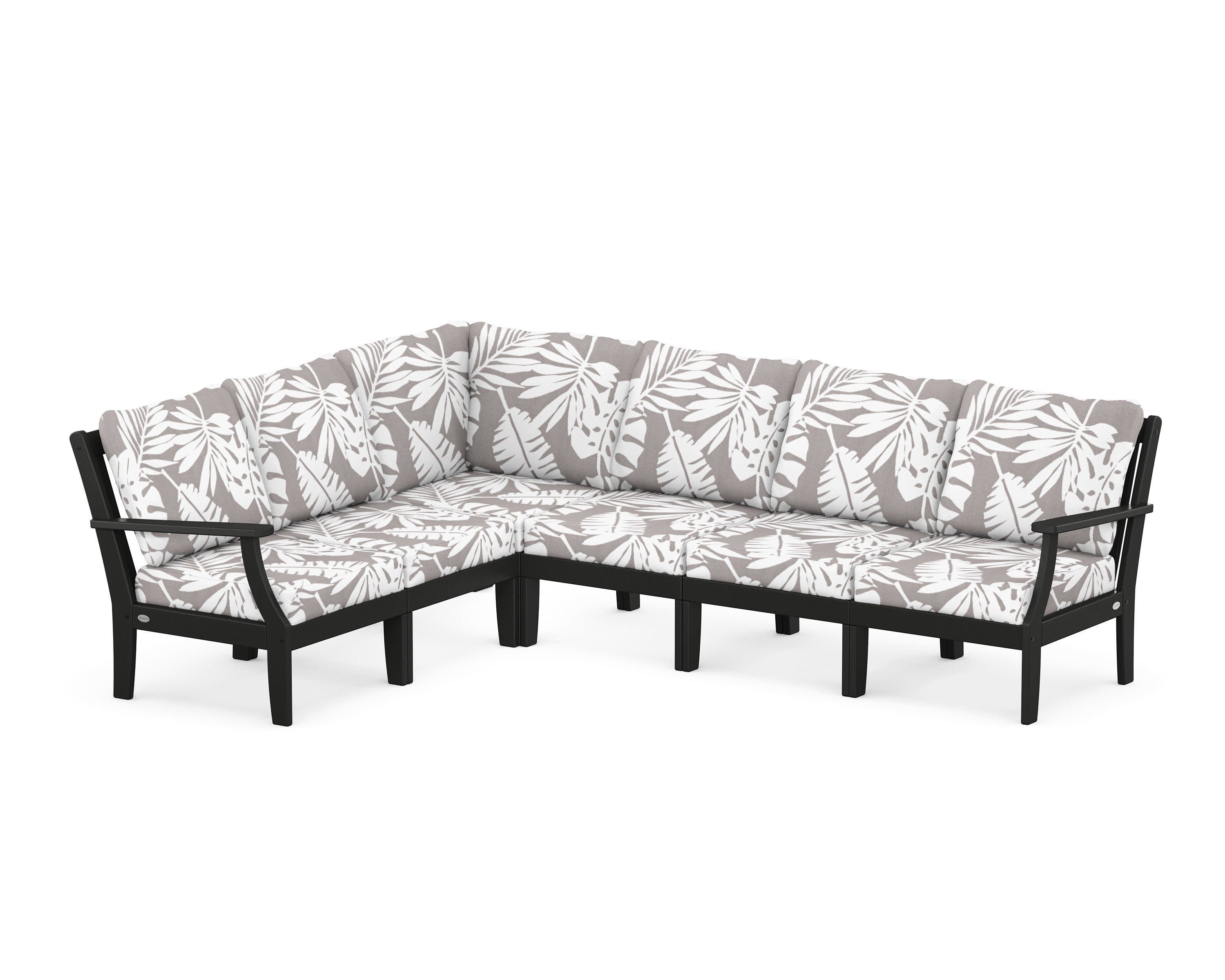 Braxton Modular 6-Piece Deep Seating Set in Black / Leaf Grey Mist