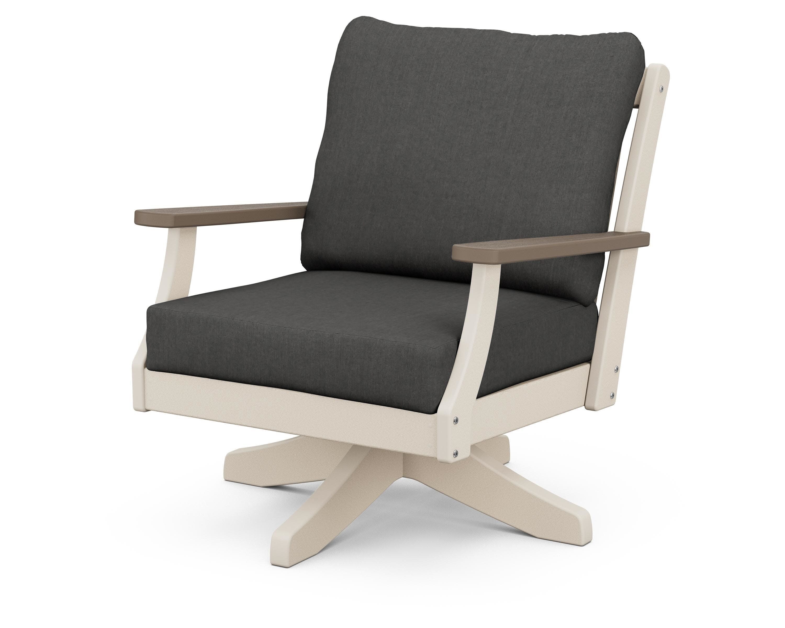 Braxton Deep Seating Swivel Chair in Sand / Kona / Spectrum Carbon