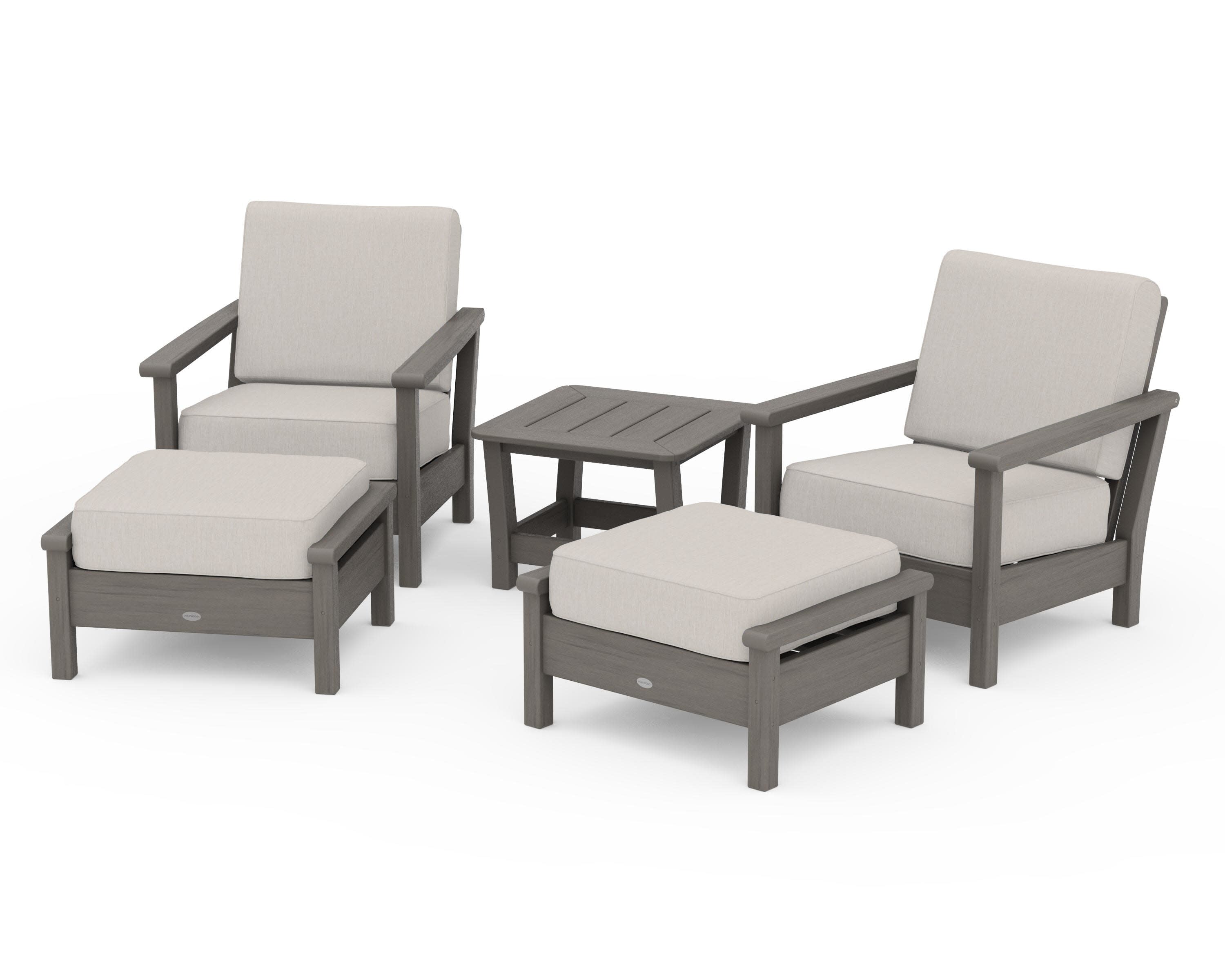 Harbour 5-Piece Deep Seating Chair Set in Driftwood / Cast Ash