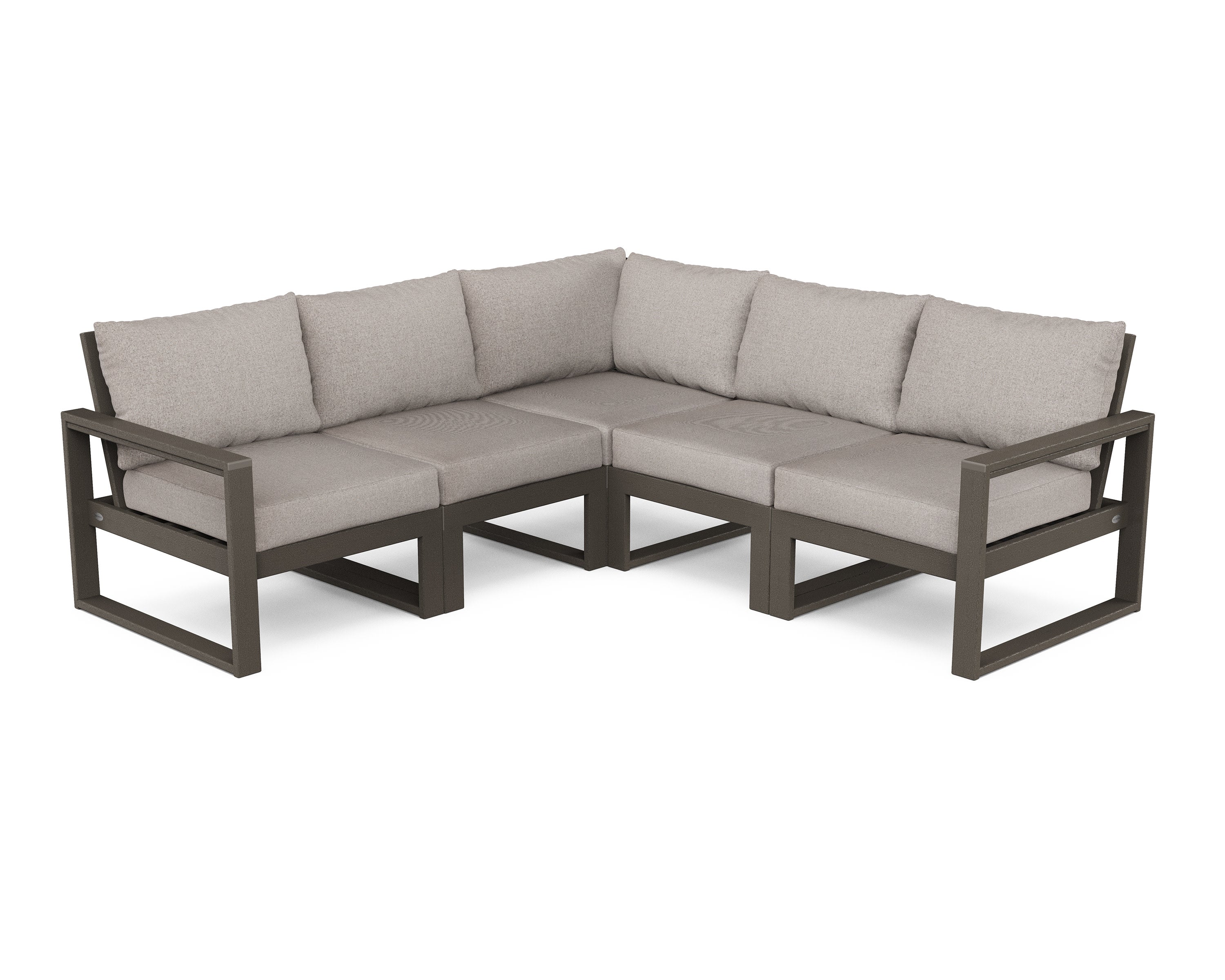 EDGE 5-Piece Modular Deep Seating Set in Vintage Coffee / Weathered Tweed