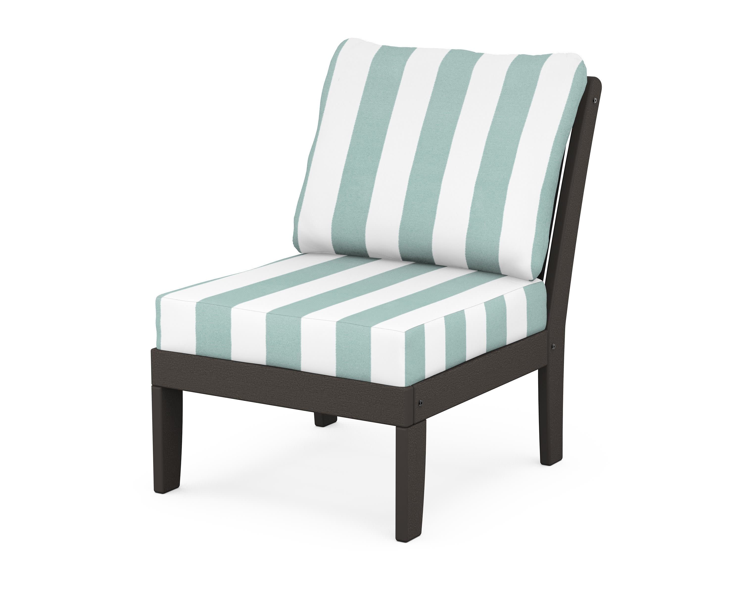 Braxton Modular Armless Chair in Vintage Coffee / Cabana Stripe Glacier Spa