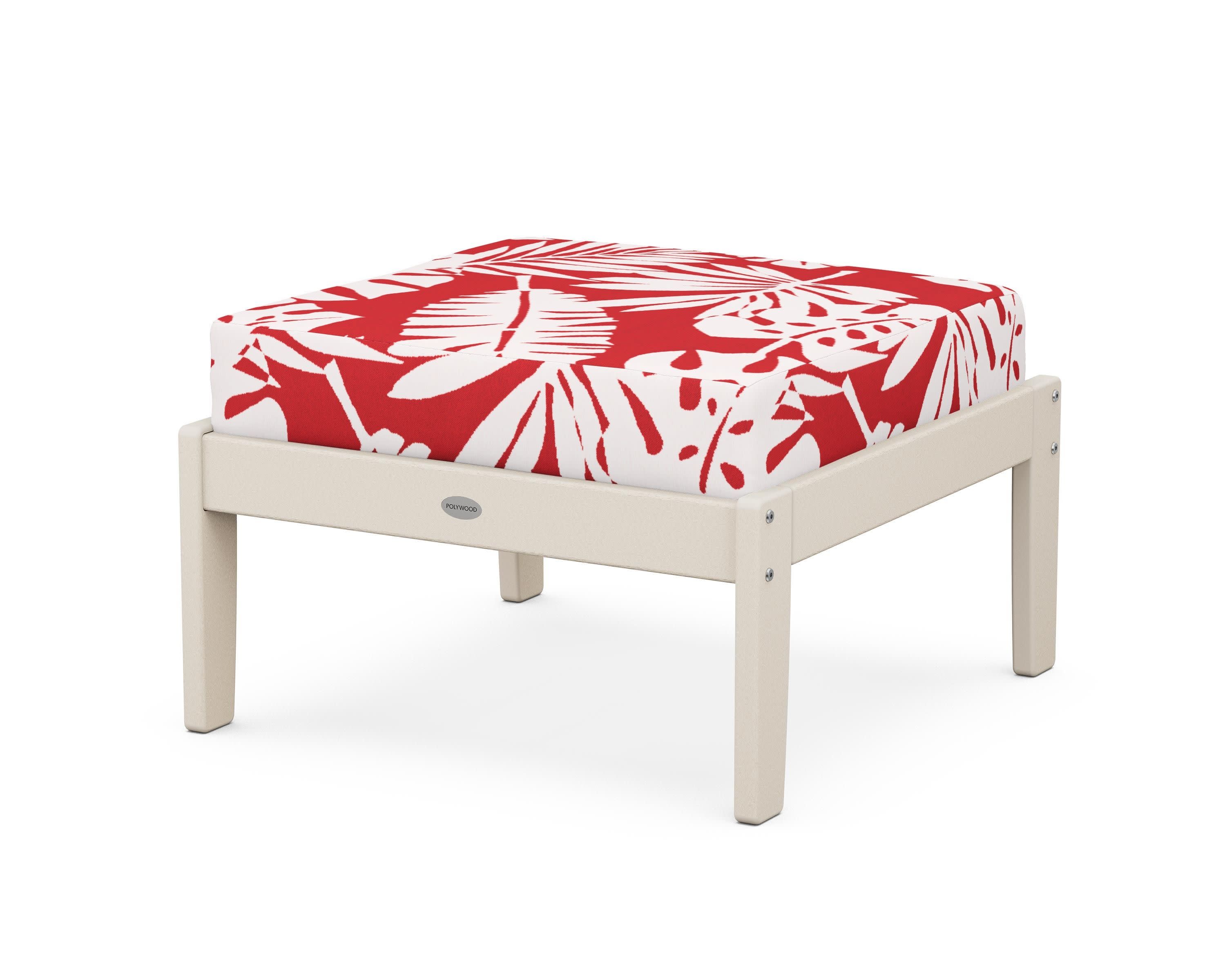 Braxton Deep Seating Ottoman in Sand / Leaf Crimson