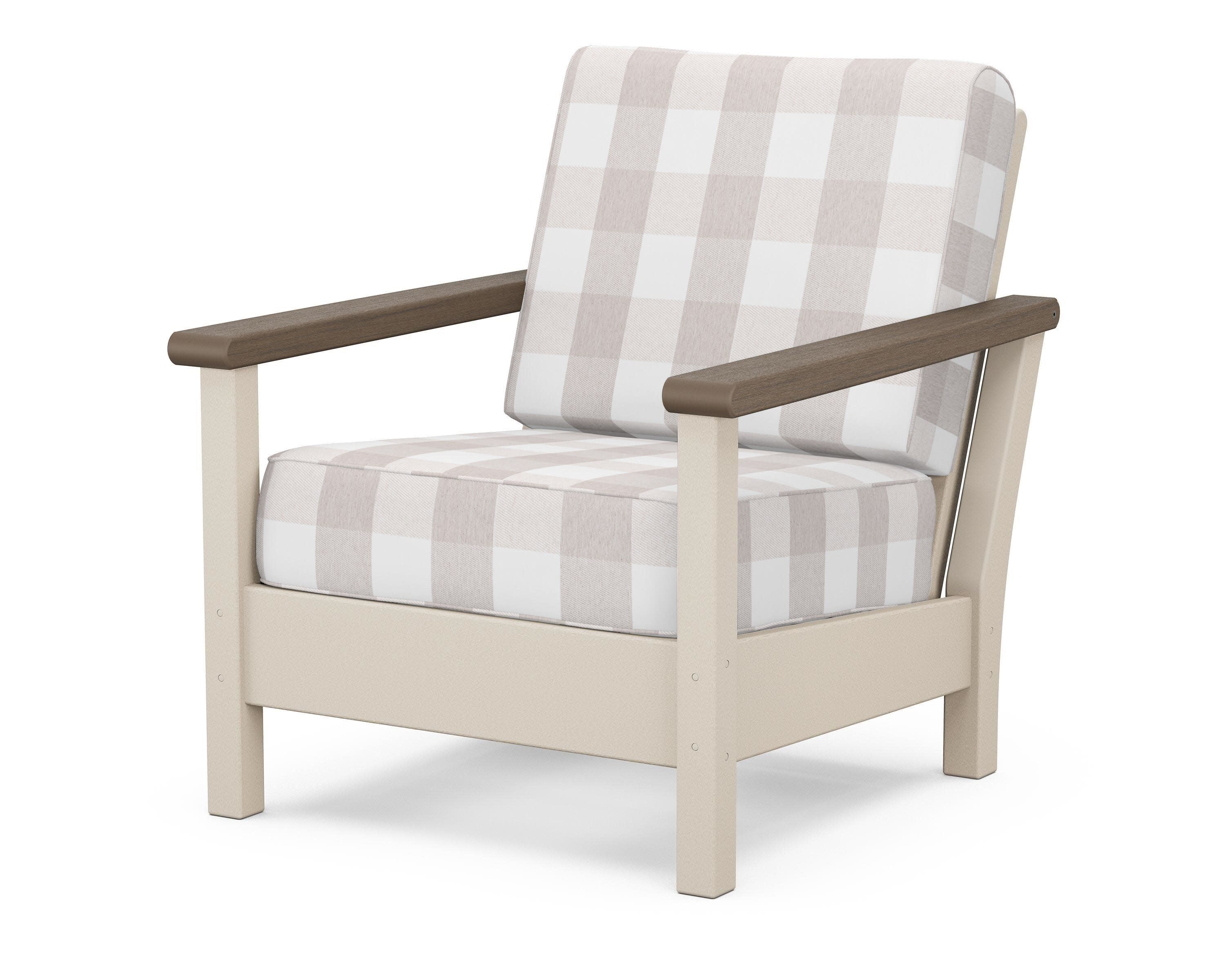 Harbour Deep Seating Chair in Sand / Kona / Buffalo Plaid Dune Burlap