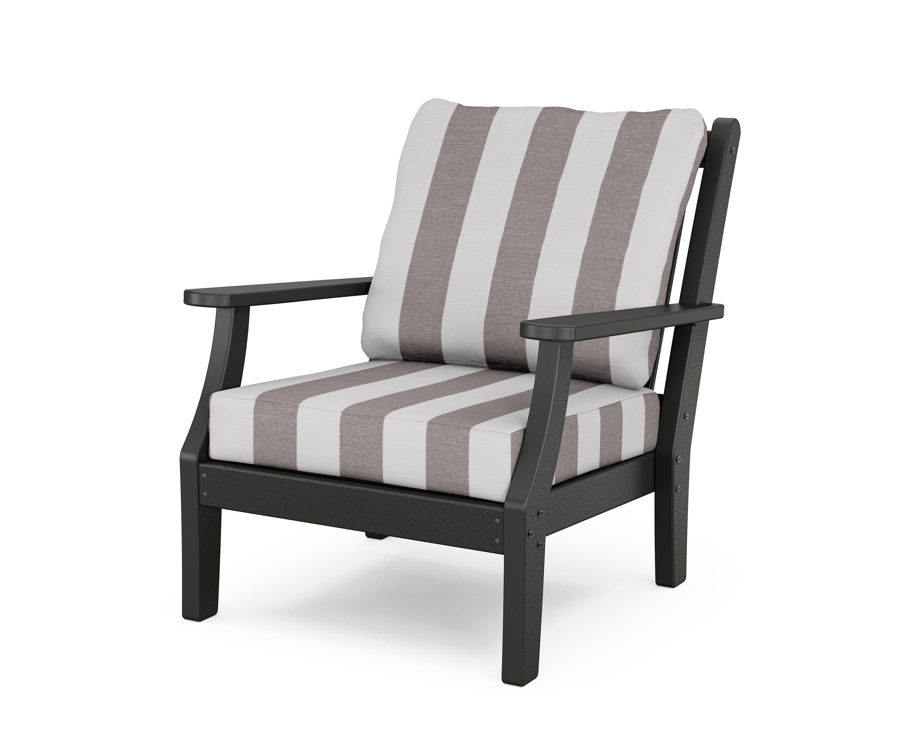 Wovendale Deep Seating Chair in Black / Cabana Stripe Grey Mist