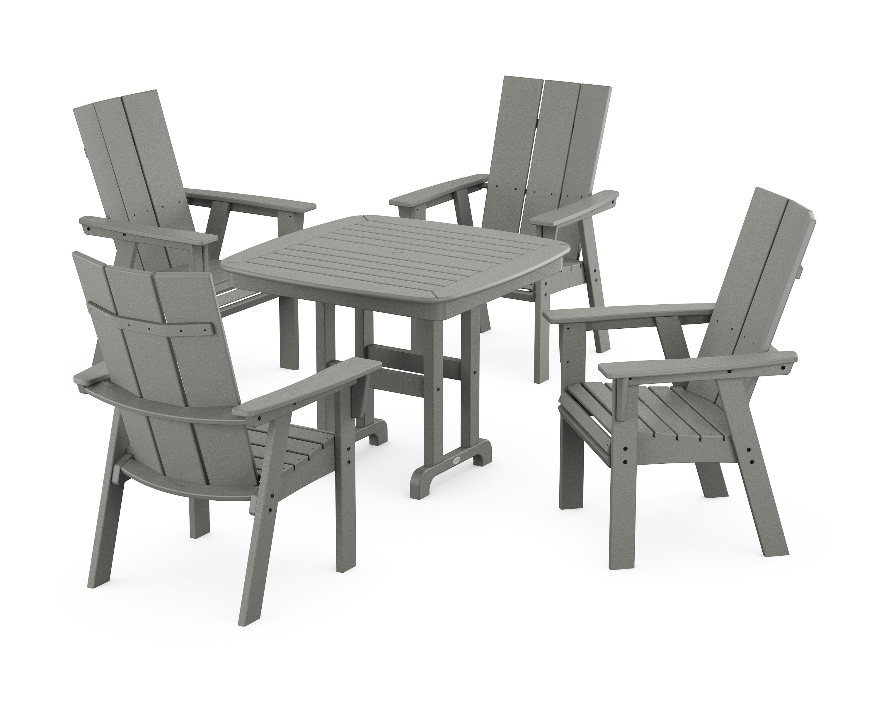 Modern Curveback Adirondack 5-Piece Dining Set in Slate Grey