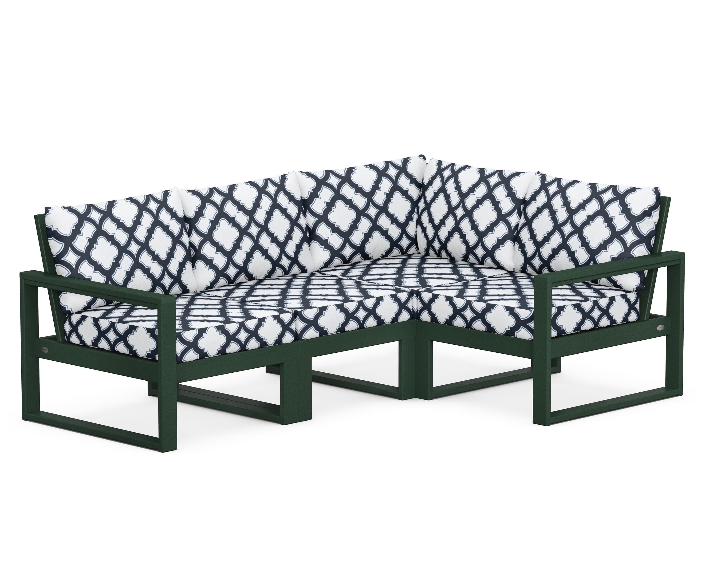 EDGE 4-Piece Modular Deep Seating Set in Green / Trellis Marine Indigo