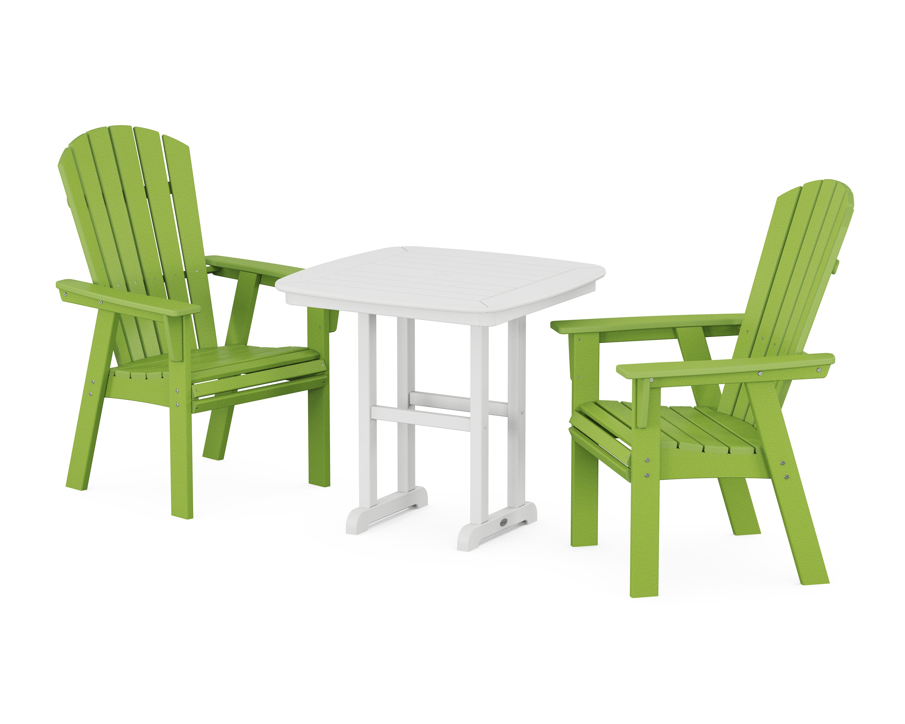 Nautical Adirondack 3-Piece Dining Set in Lime / White