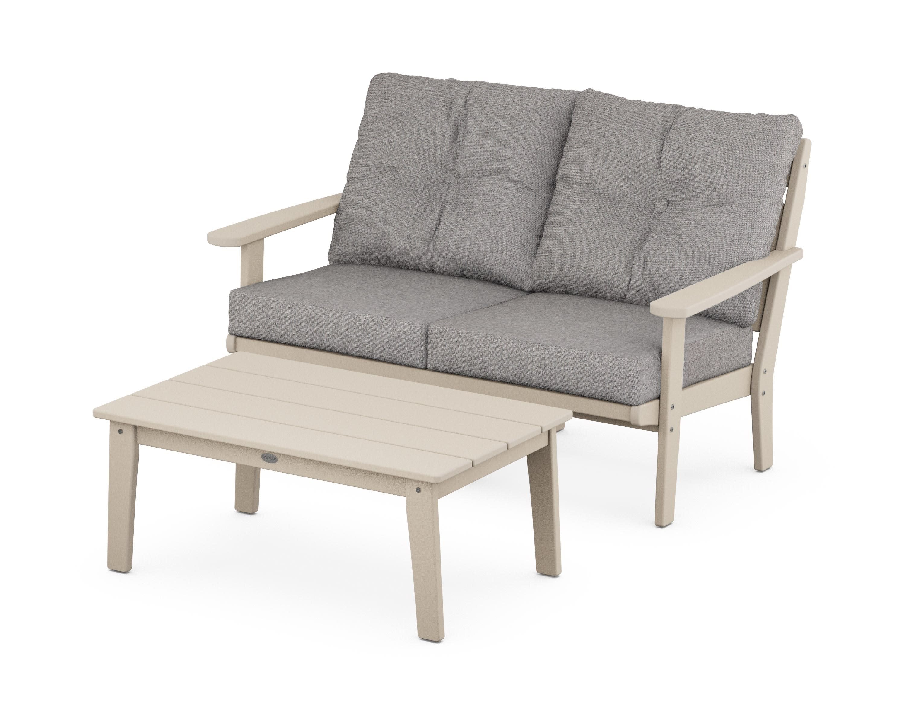 Lakeside 2-Piece Lounge Loveseat Set in Sand / Grey Mist