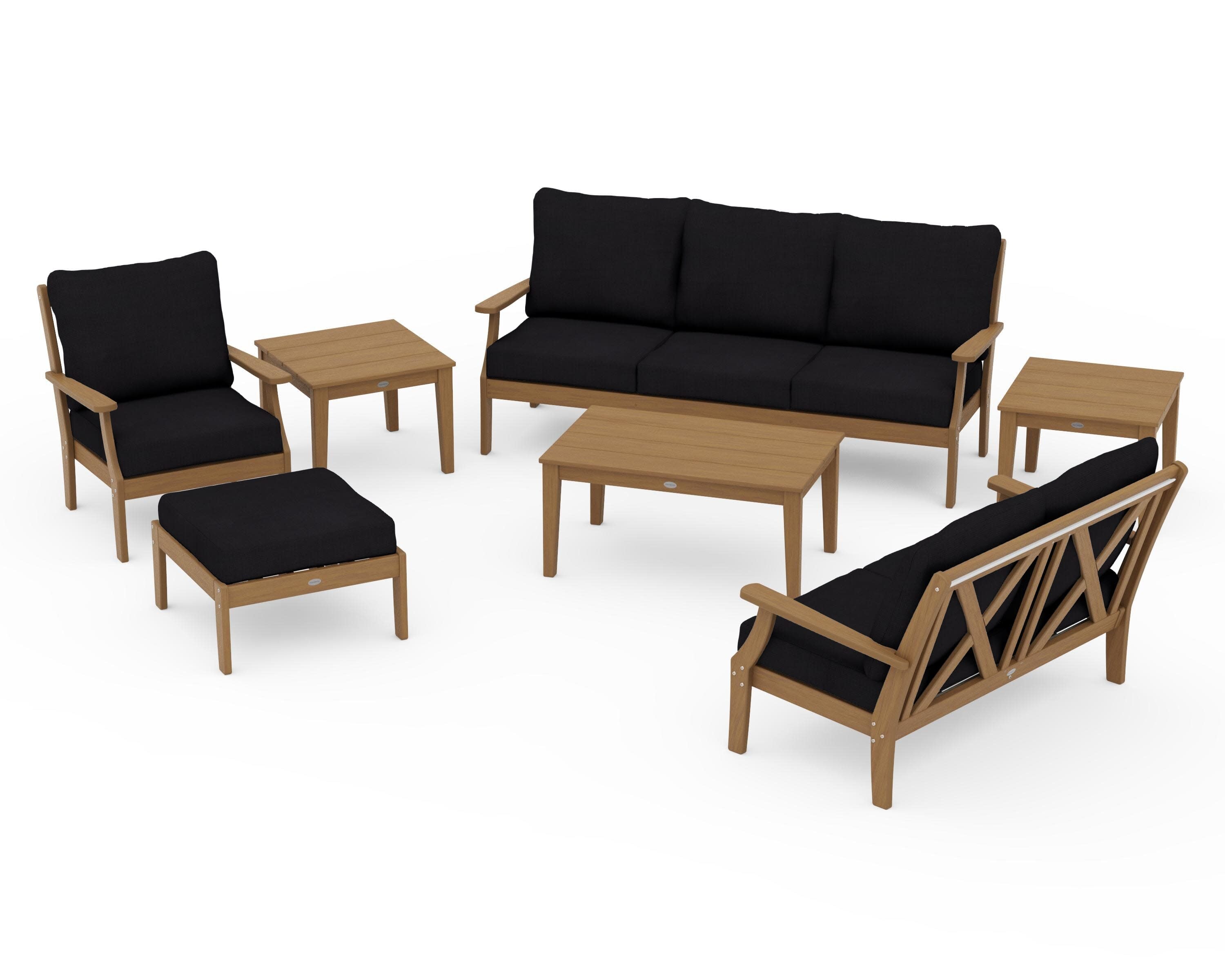 Braxton 7-Piece Deep Seating Set in Natural / Midnight Linen