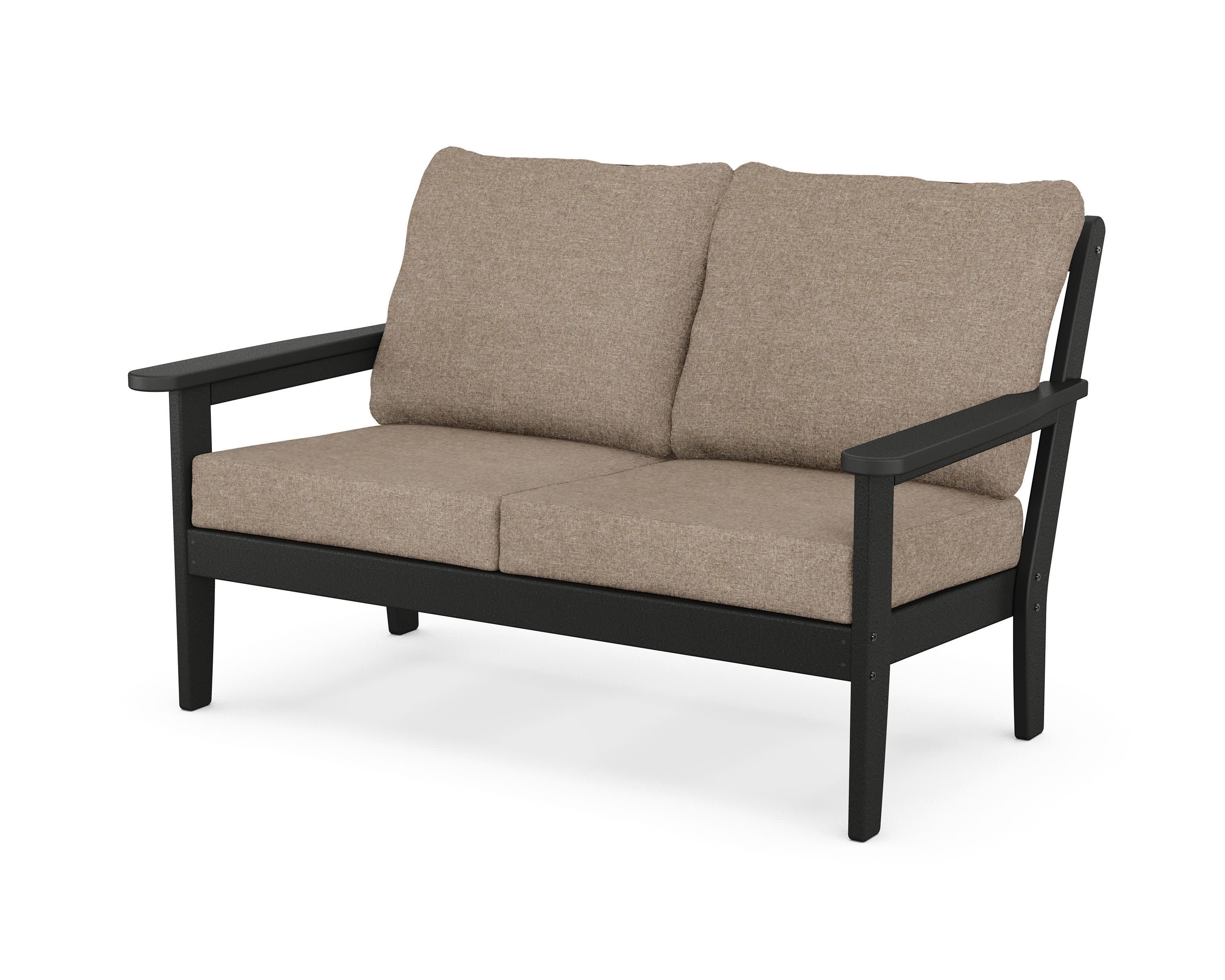 Cottage Deep Seating Loveseat in Black / Spiced Burlap