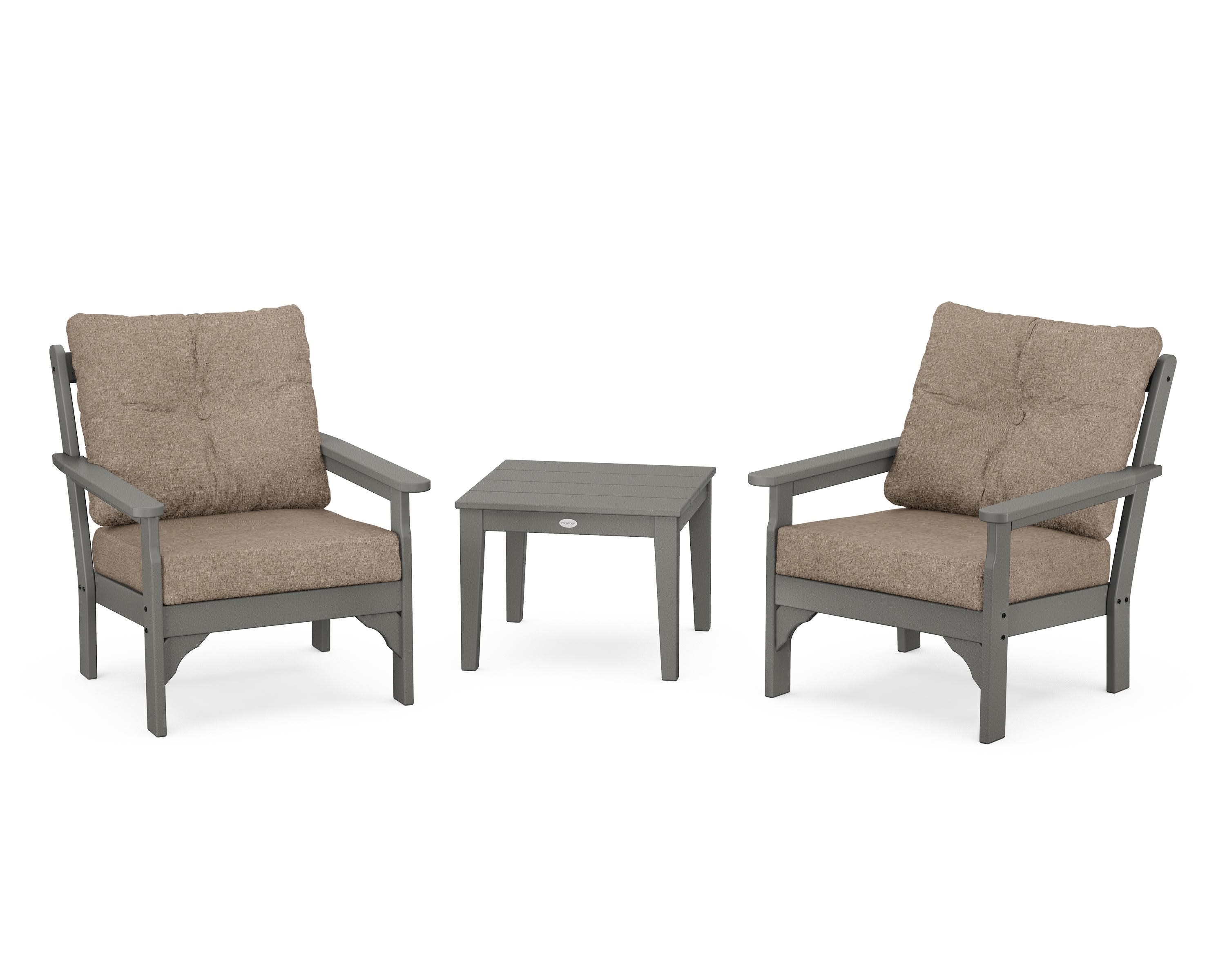 Vineyard 3-Piece Deep Seating Set in Slate Grey / Spiced Burlap