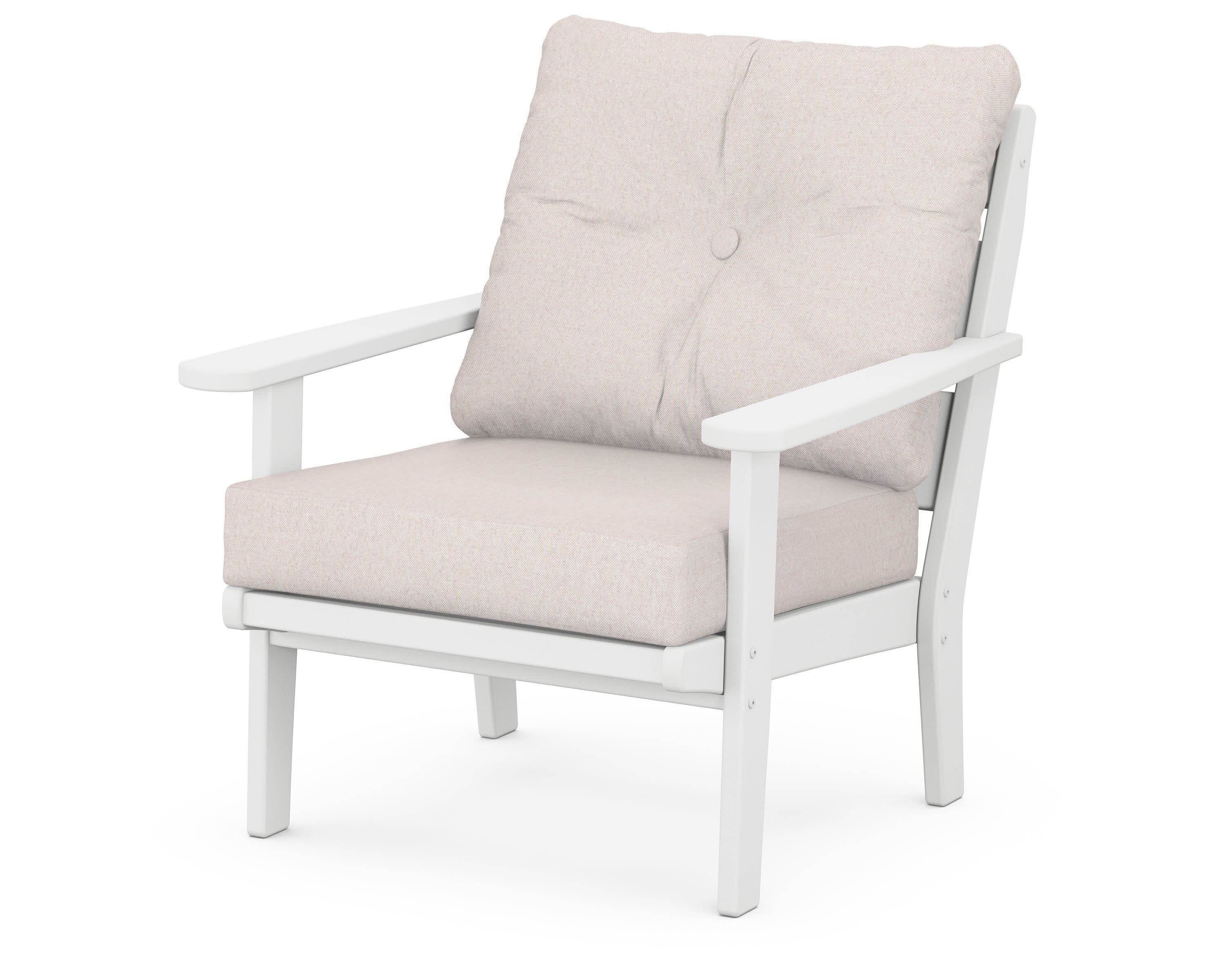 Lakeside Deep Seating Chair in White / Dune Burlap