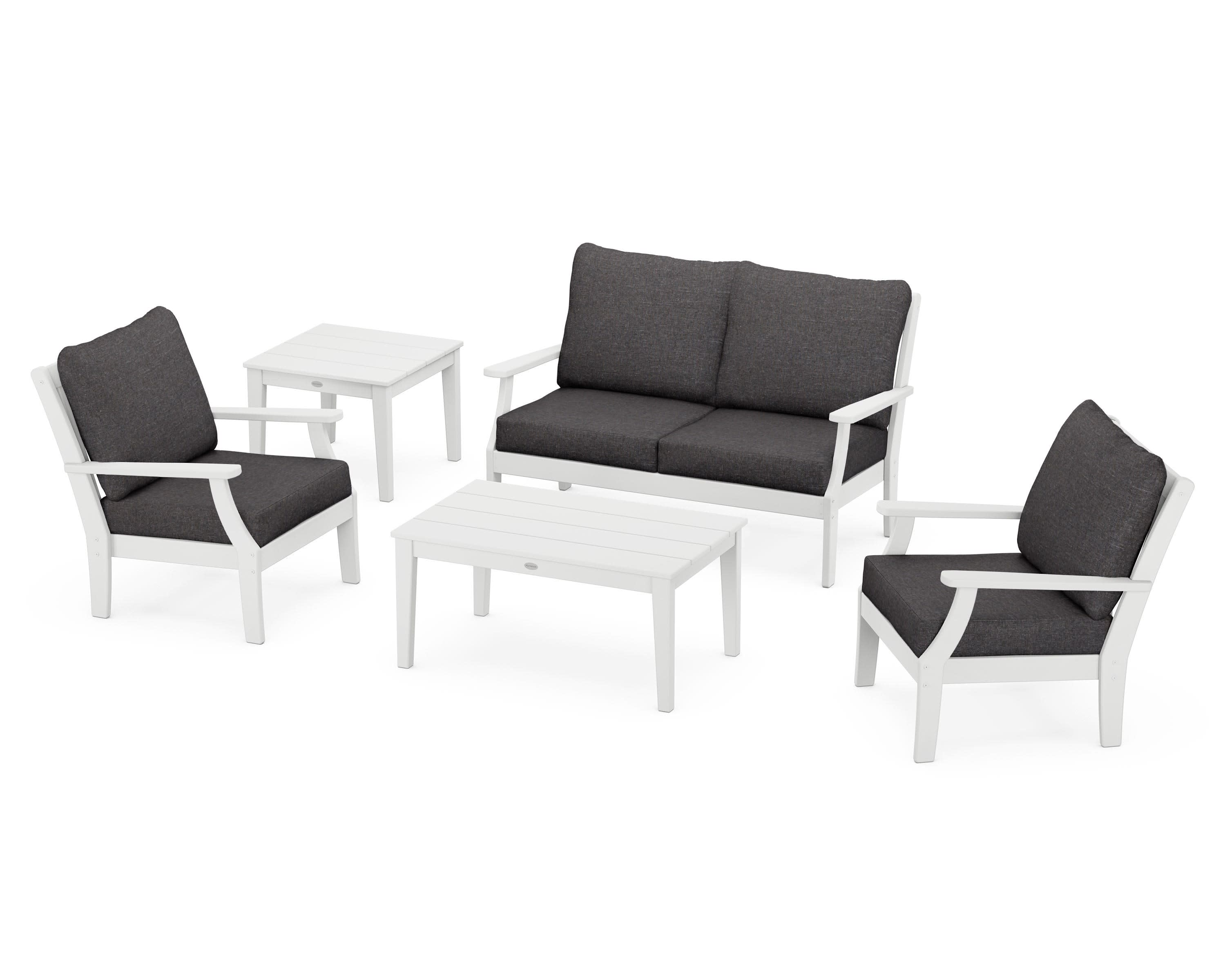 Braxton 5-Piece Deep Seating Set in White / Ash Charcoal