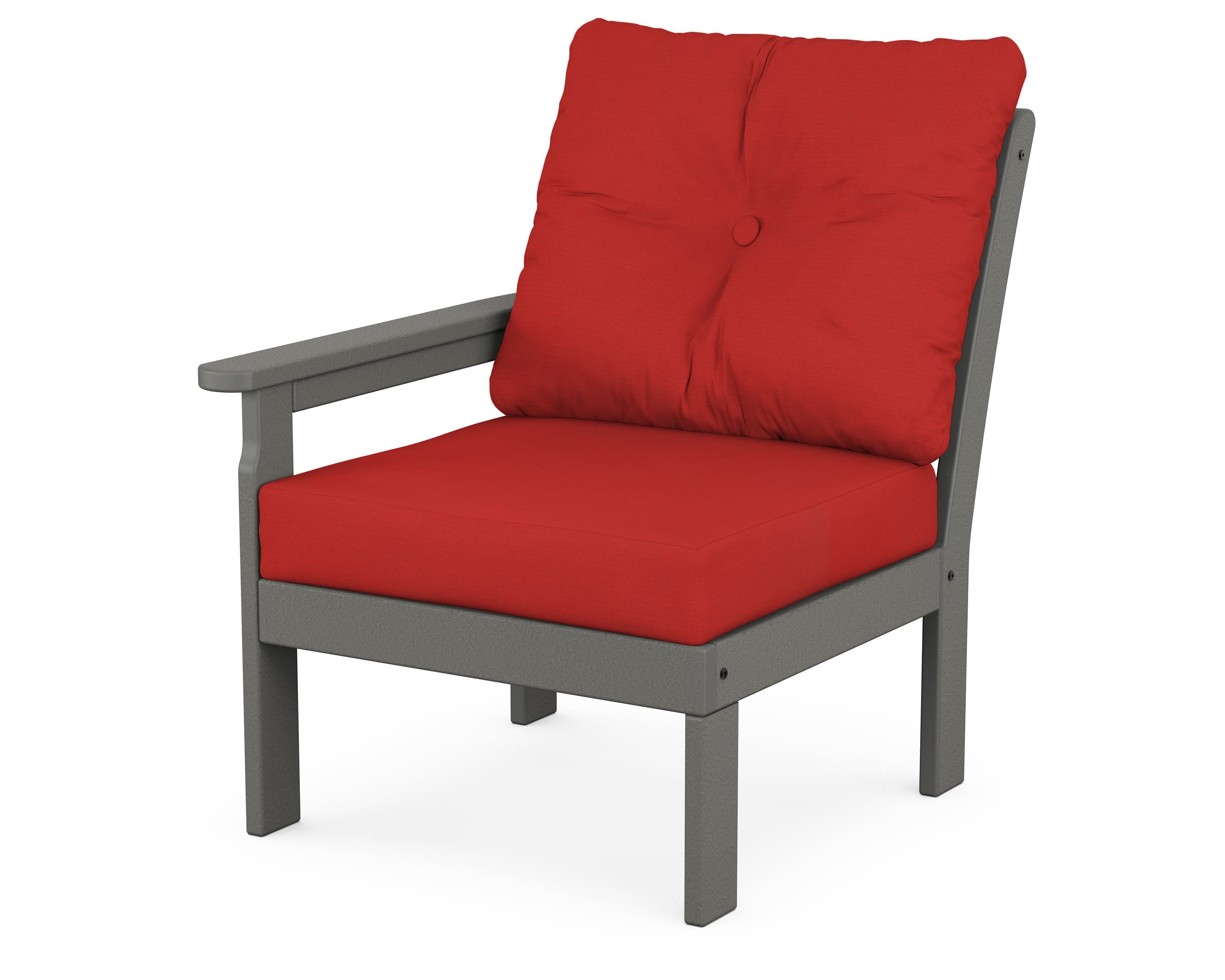 Vineyard Modular Left Arm Chair in Slate Grey / Crimson Linen