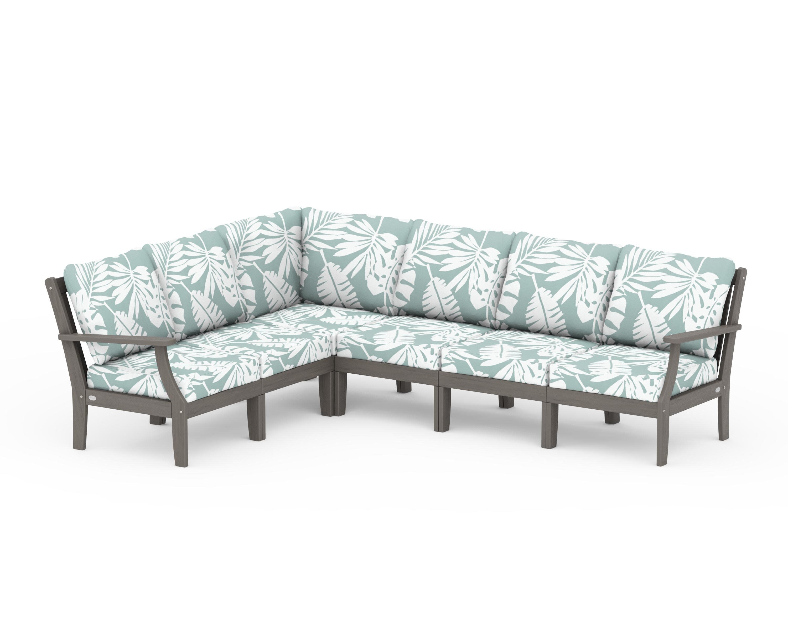 Braxton Modular 6-Piece Deep Seating Set in Driftwood / Leaf Glacier Spa