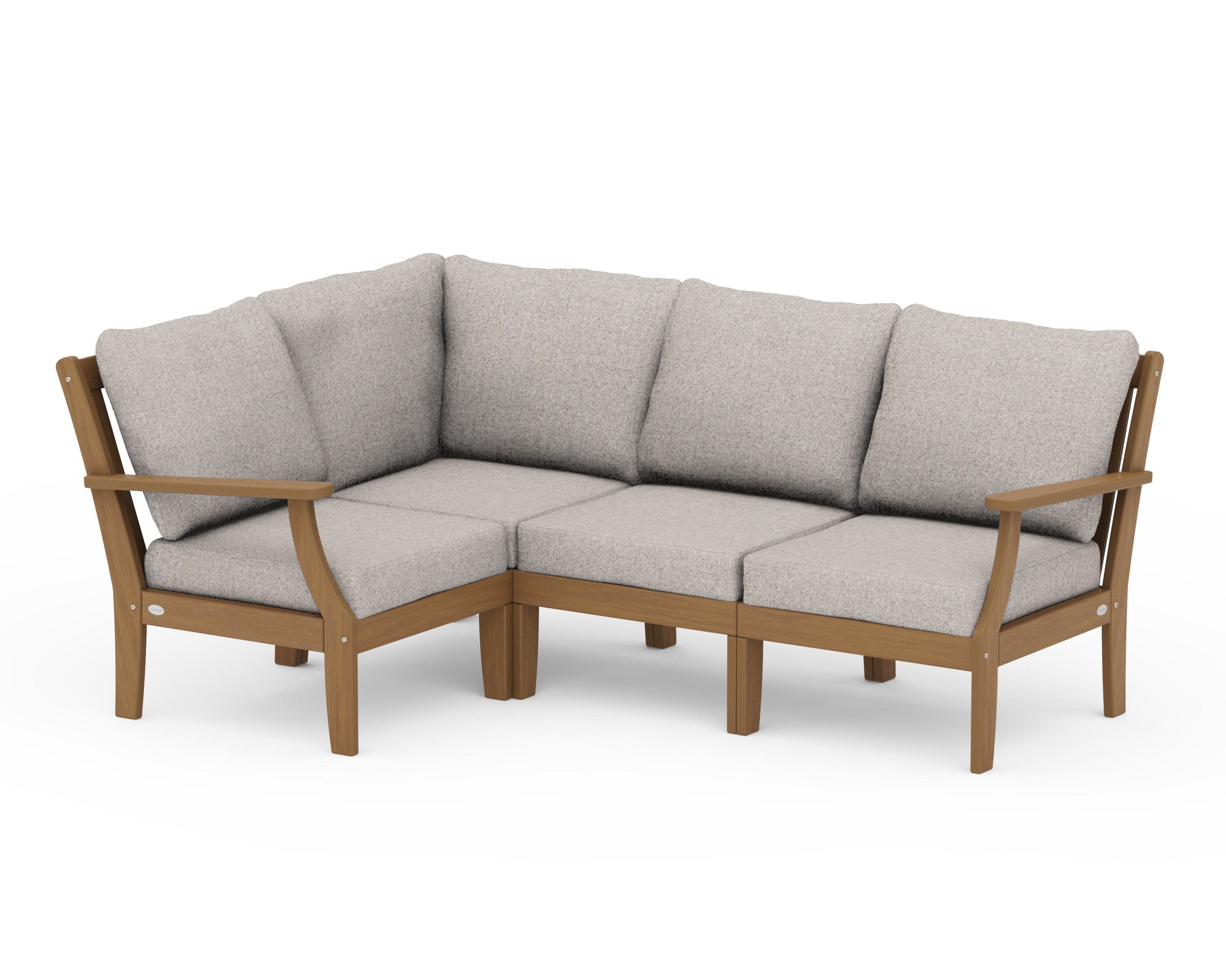 Braxton Modular 4-Piece Deep Seating Set in Natural / Weathered Tweed