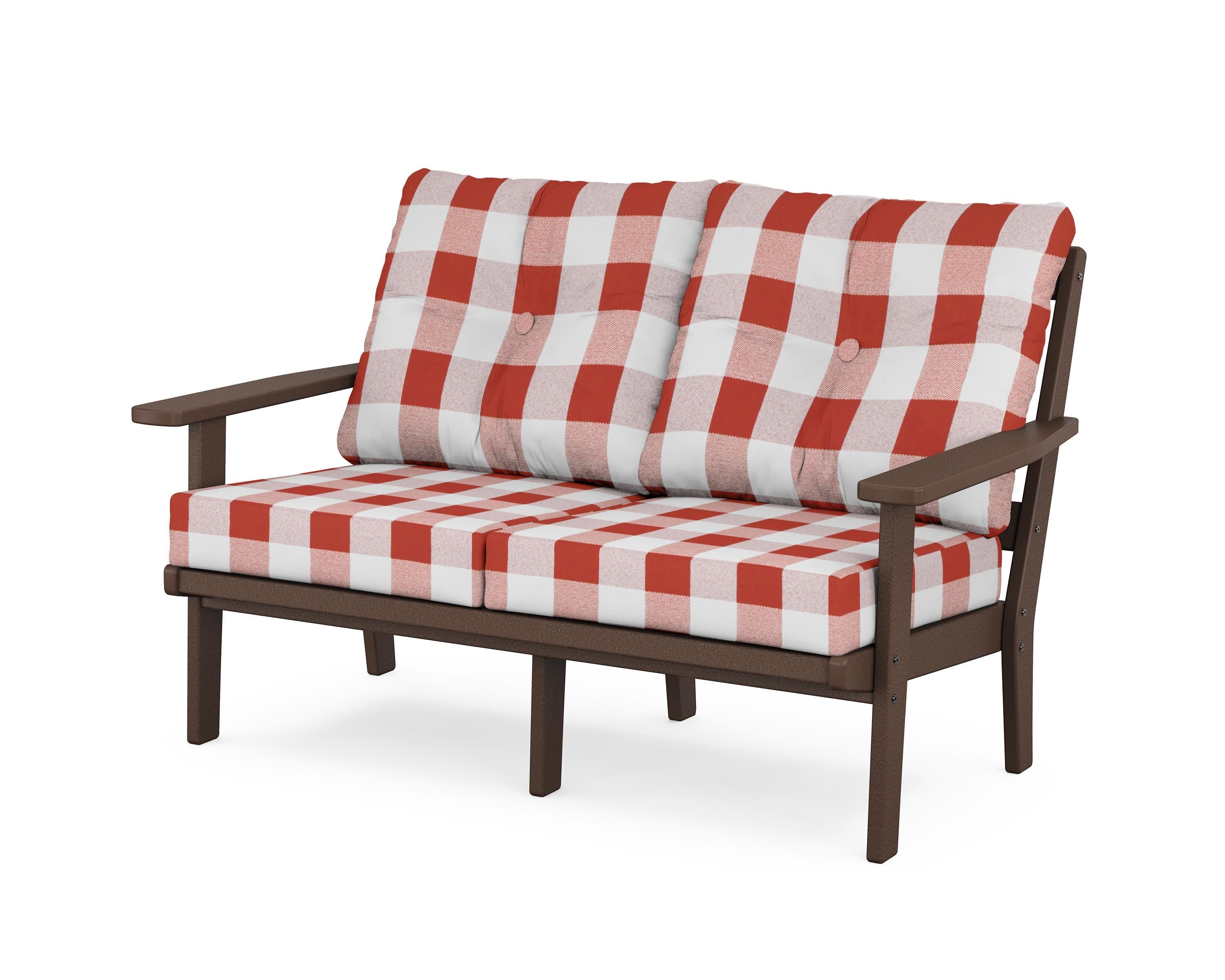 Oxford Deep SeatingLoveseat in Mahogany / Buffalo Plaid Crimson