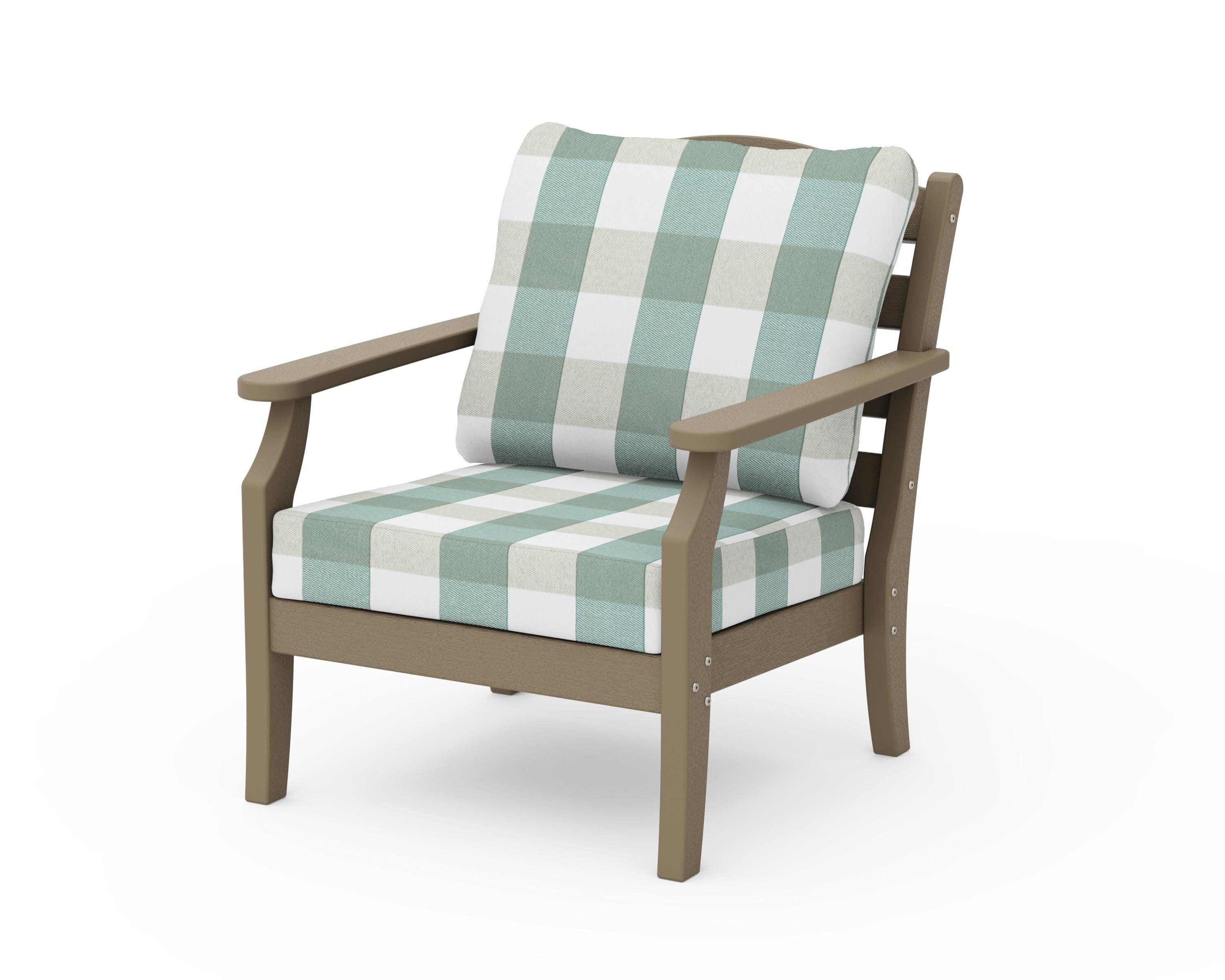 Savannah Deep Seating Chair in Vintage Sahara / Buffalo Plaid Glacier Spa