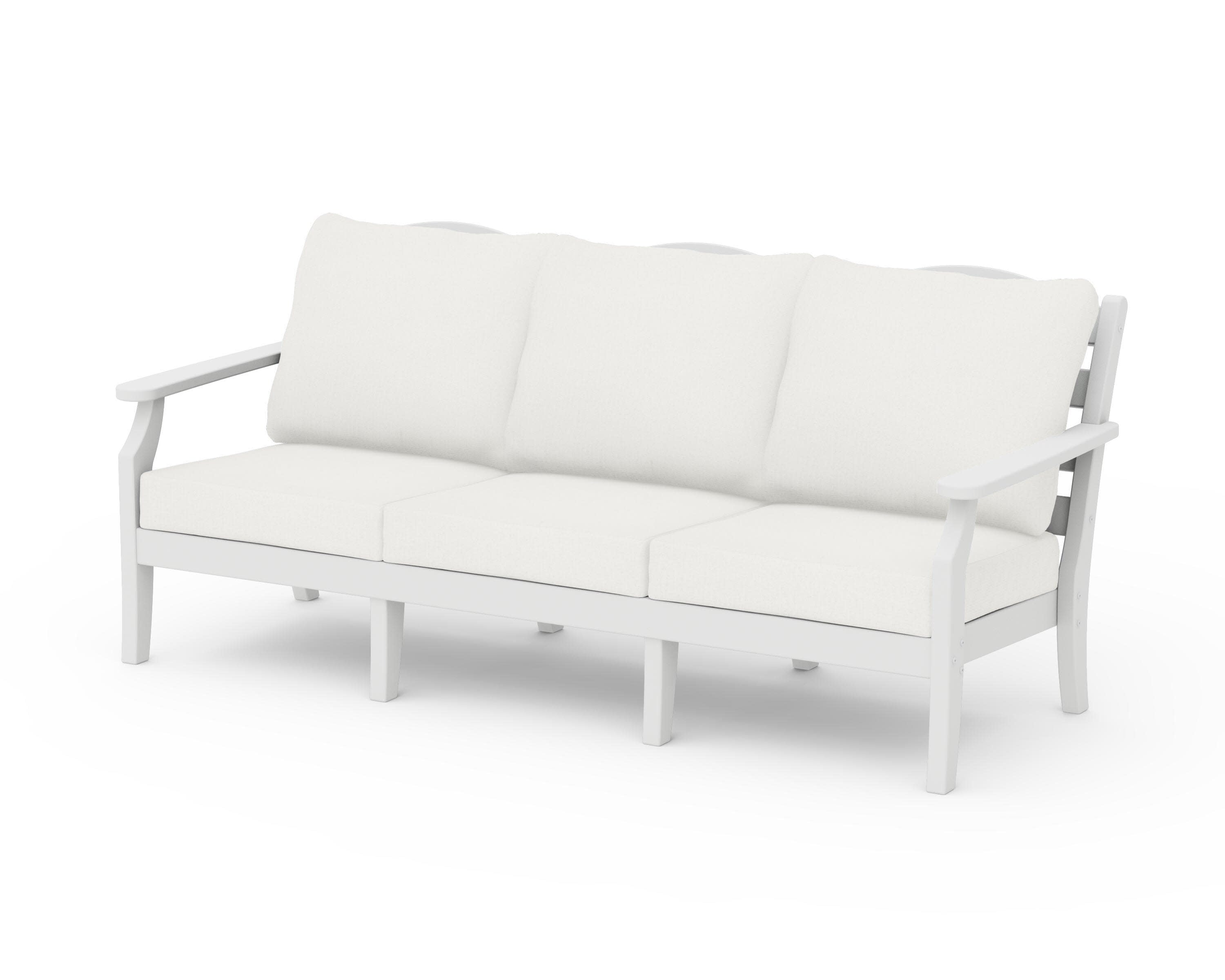 Savannah Deep Seating Sofa in White / Natural Linen
