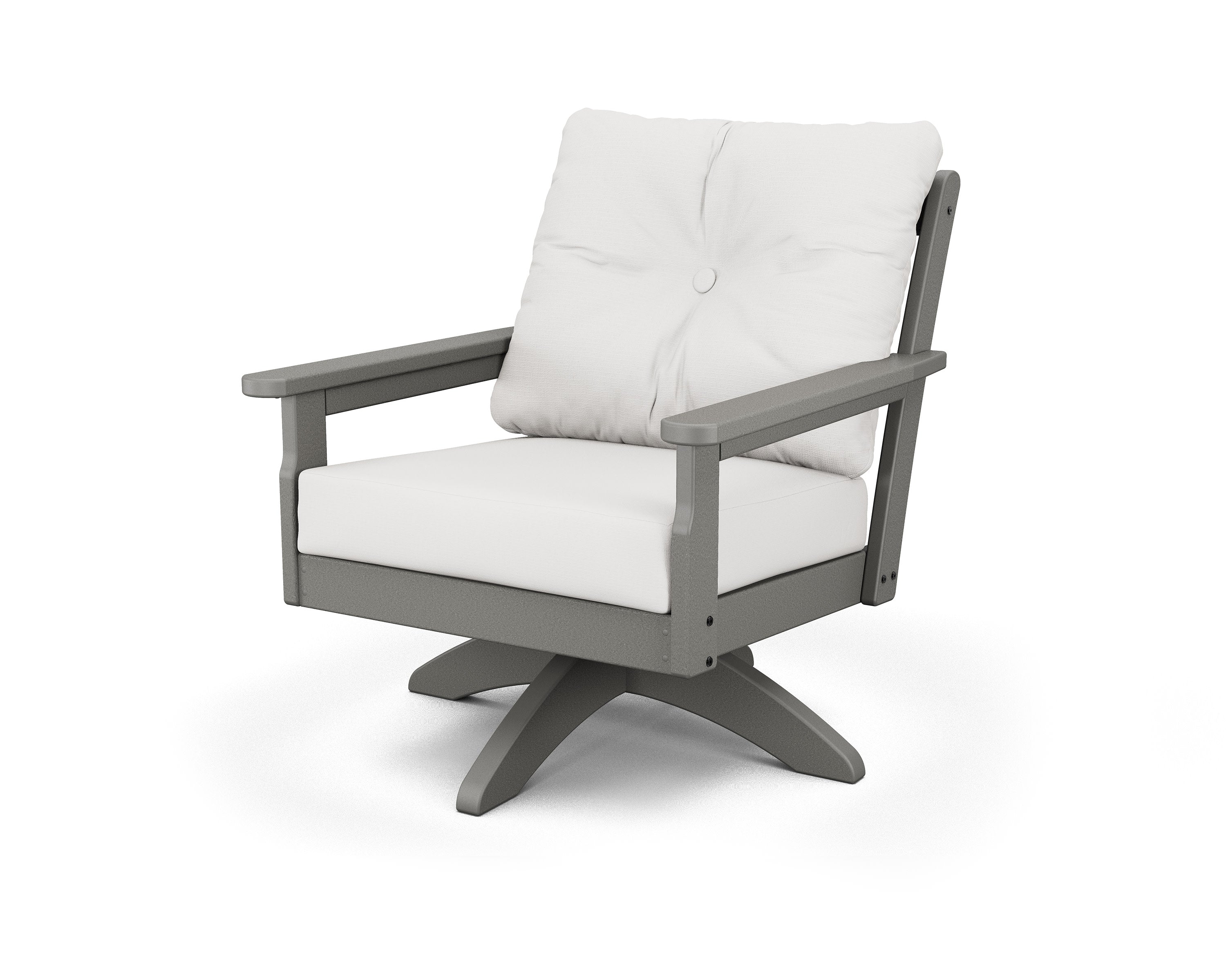 Vineyard Deep Seating Swivel Chair in Slate Grey / Natural Linen