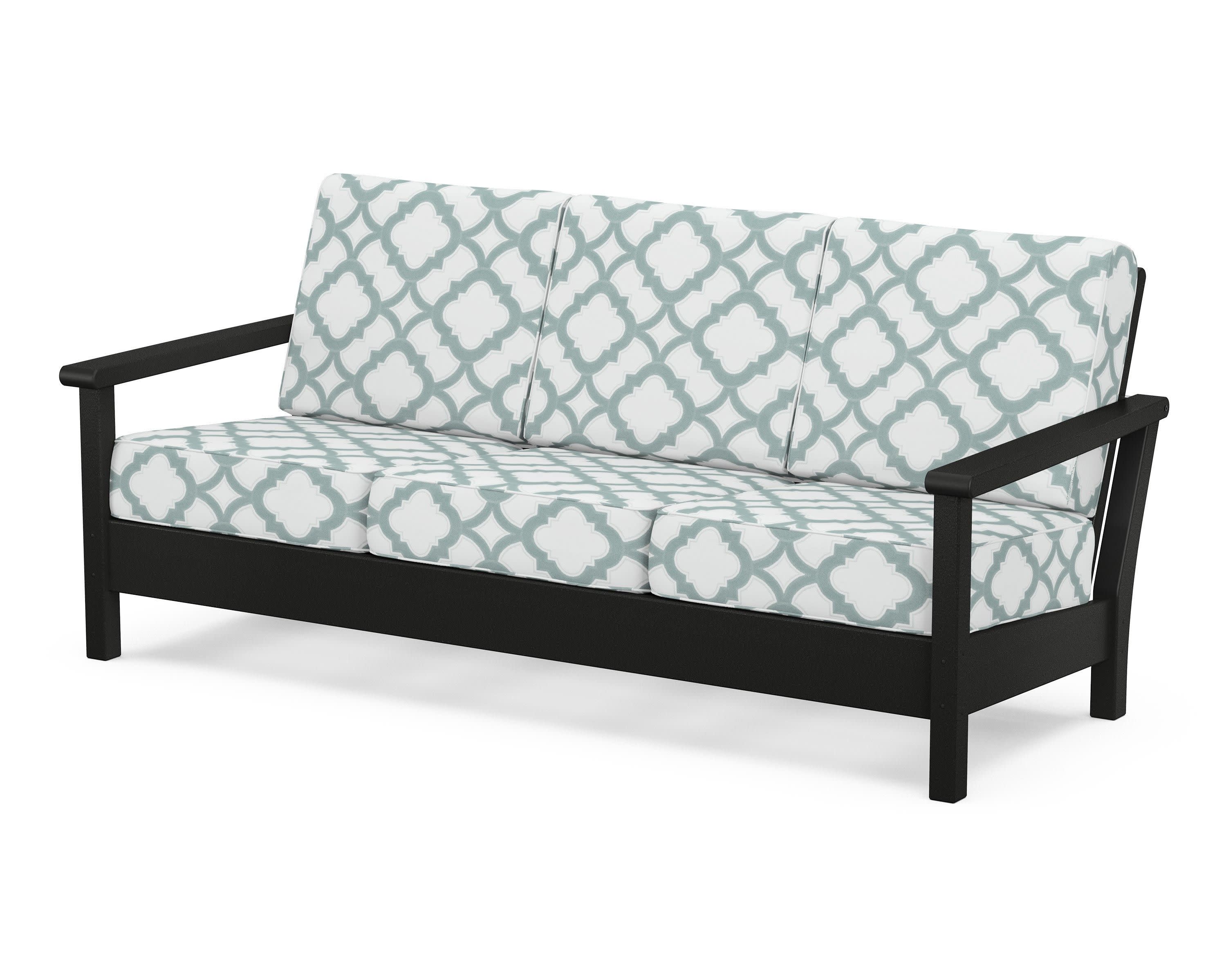 Harbour Deep Seating Sofa in Black / Trellis Glacier Spa