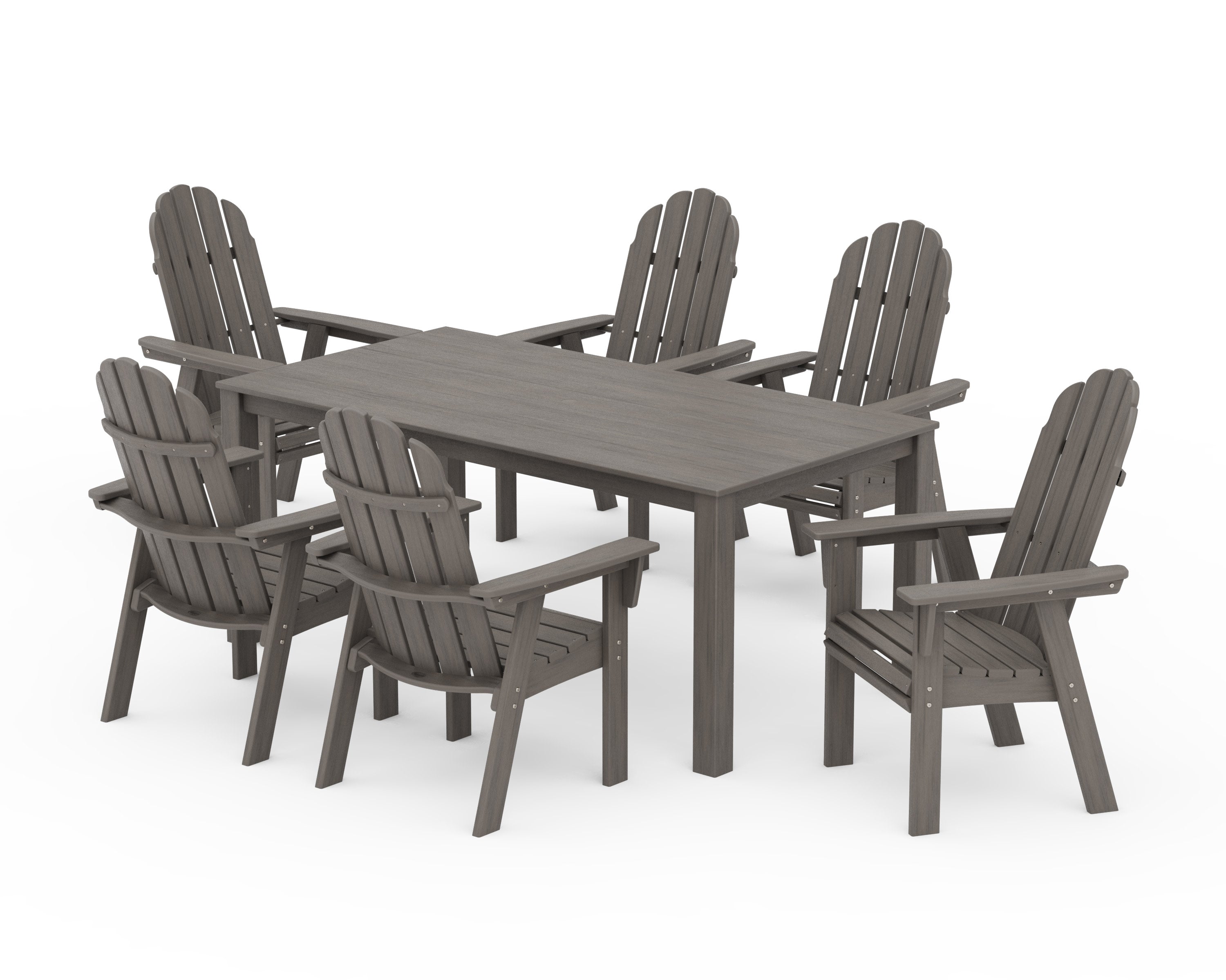 Vineyard Curveback Adirondack 7-Piece Parsons Dining Set in Driftwood
