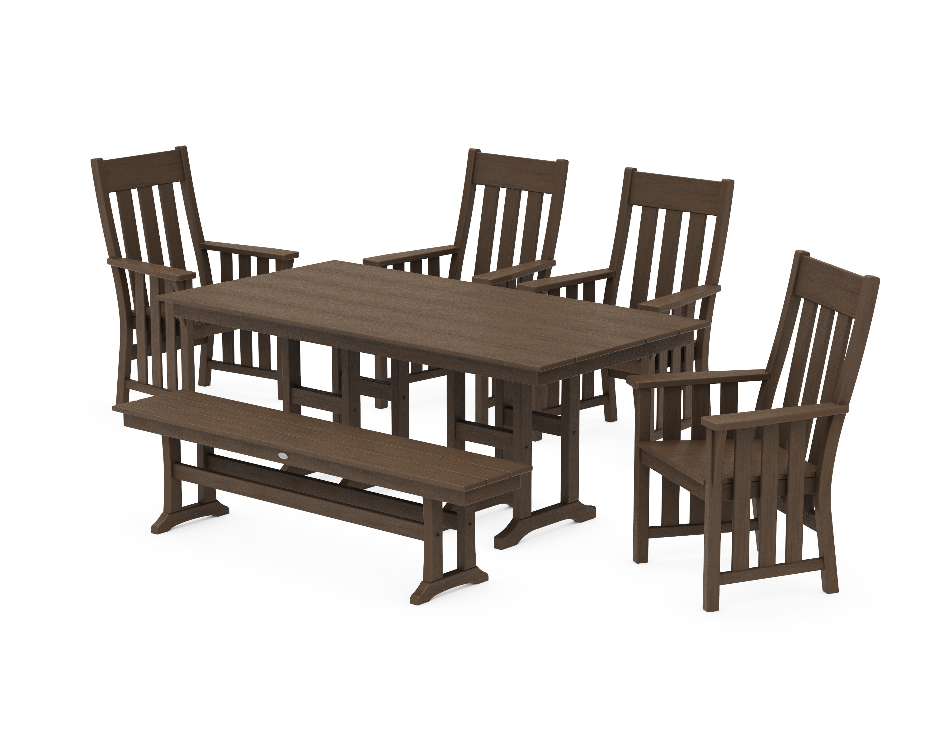 Acadia 6-Piece Farmhouse Dining Set with Bench in Kona