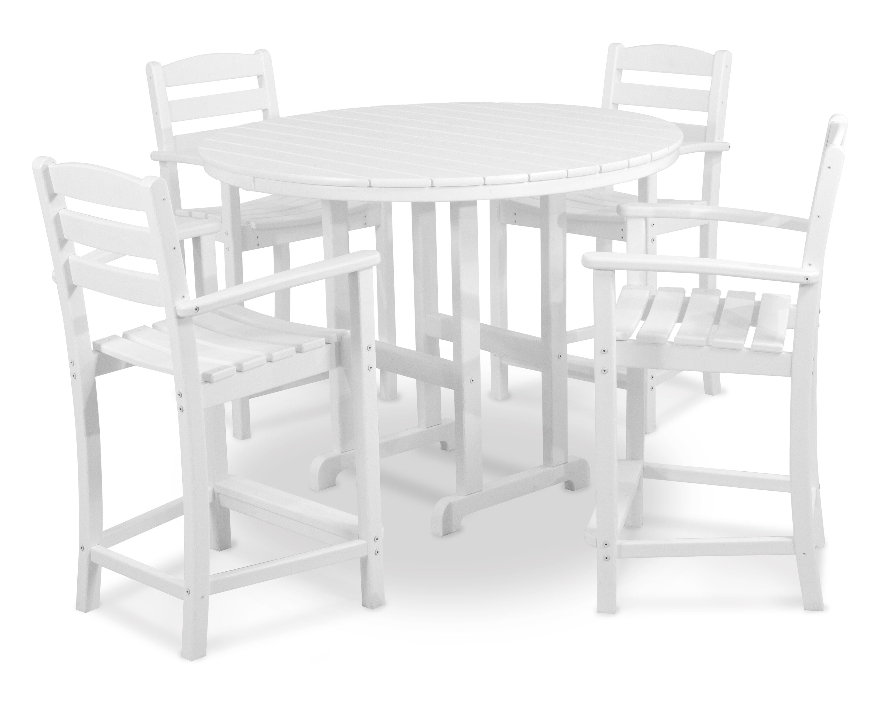La Casa Caf 5-Piece Round Farmhouse Counter Set in White