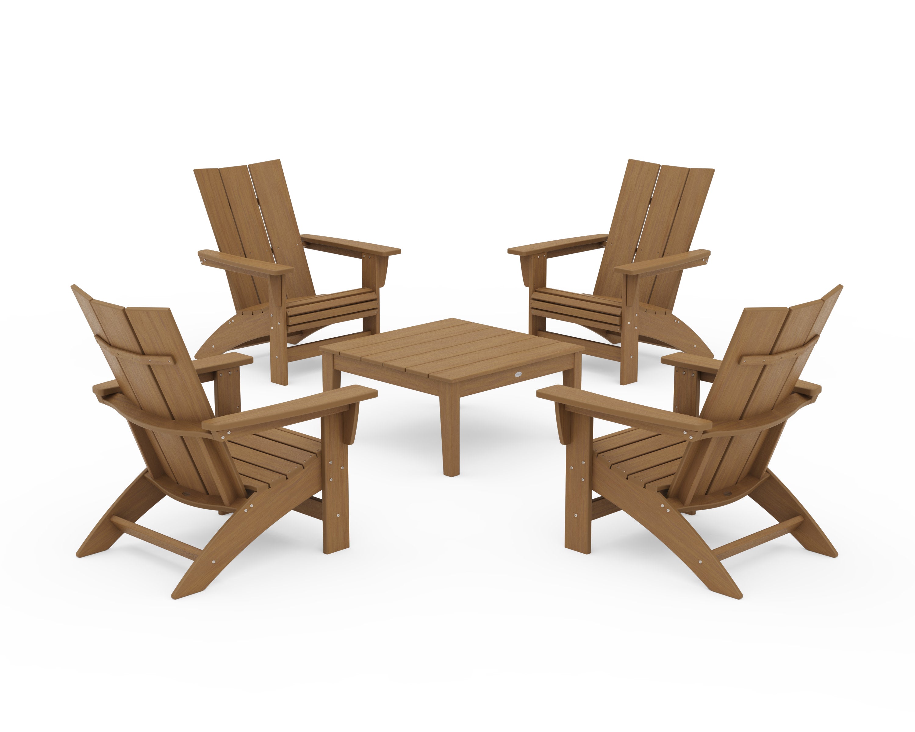 5-Piece Modern Grand Adirondack Chair Conversation Group in Natural