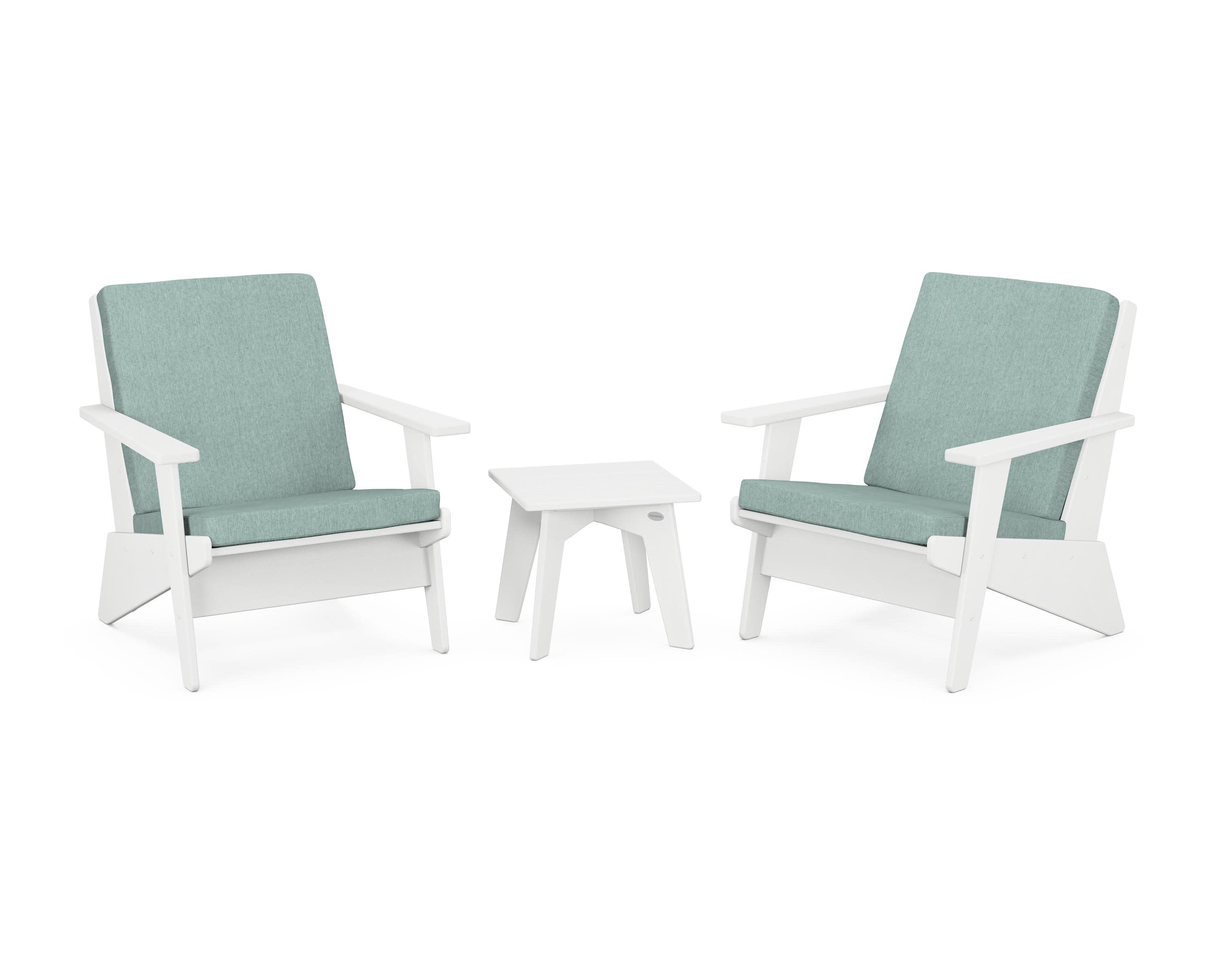 Riviera Modern Lounge 3-Piece Set in White / Glacier Spa