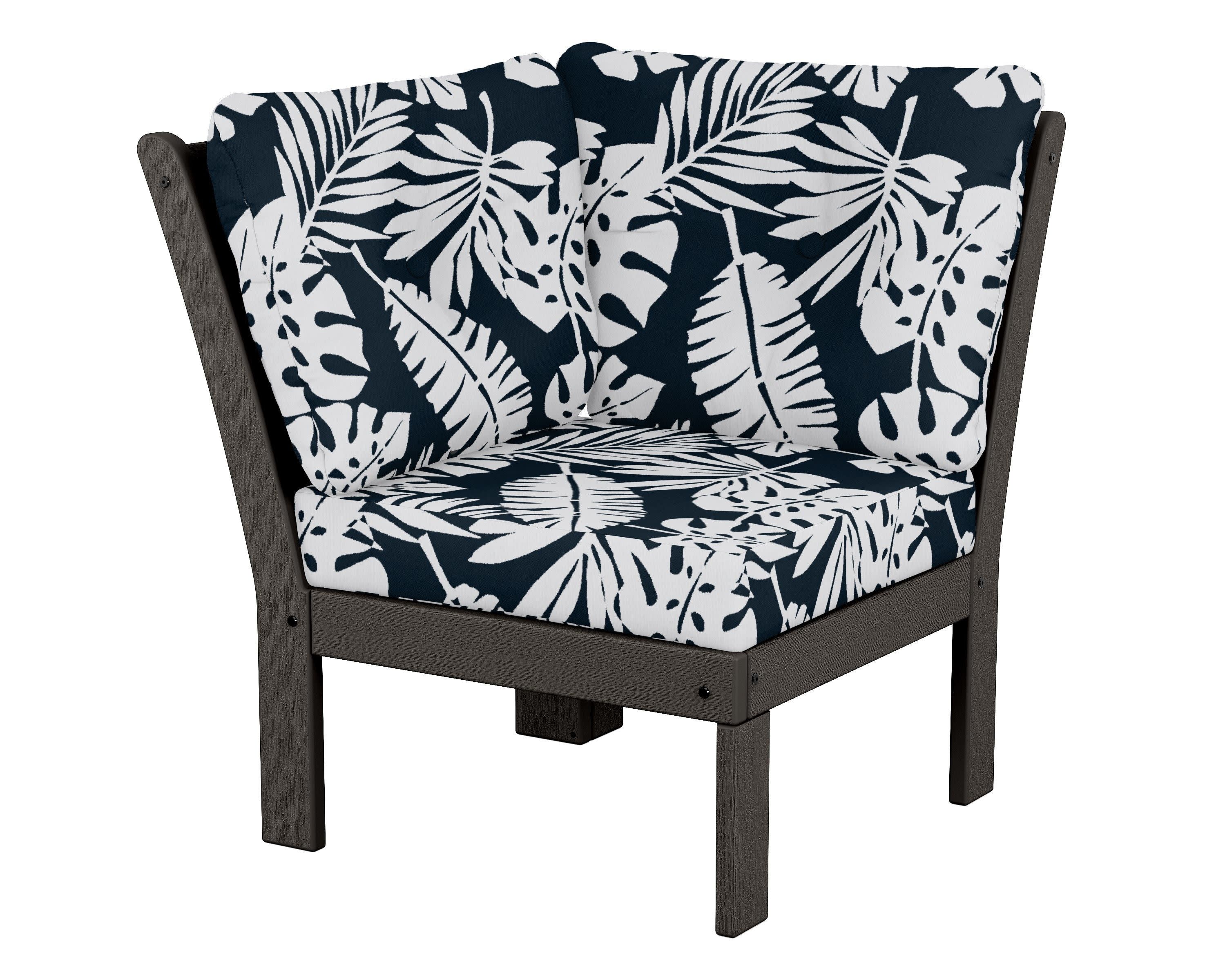Vineyard Modular Corner Chair in Vintage Coffee / Leaf Marine Indigo